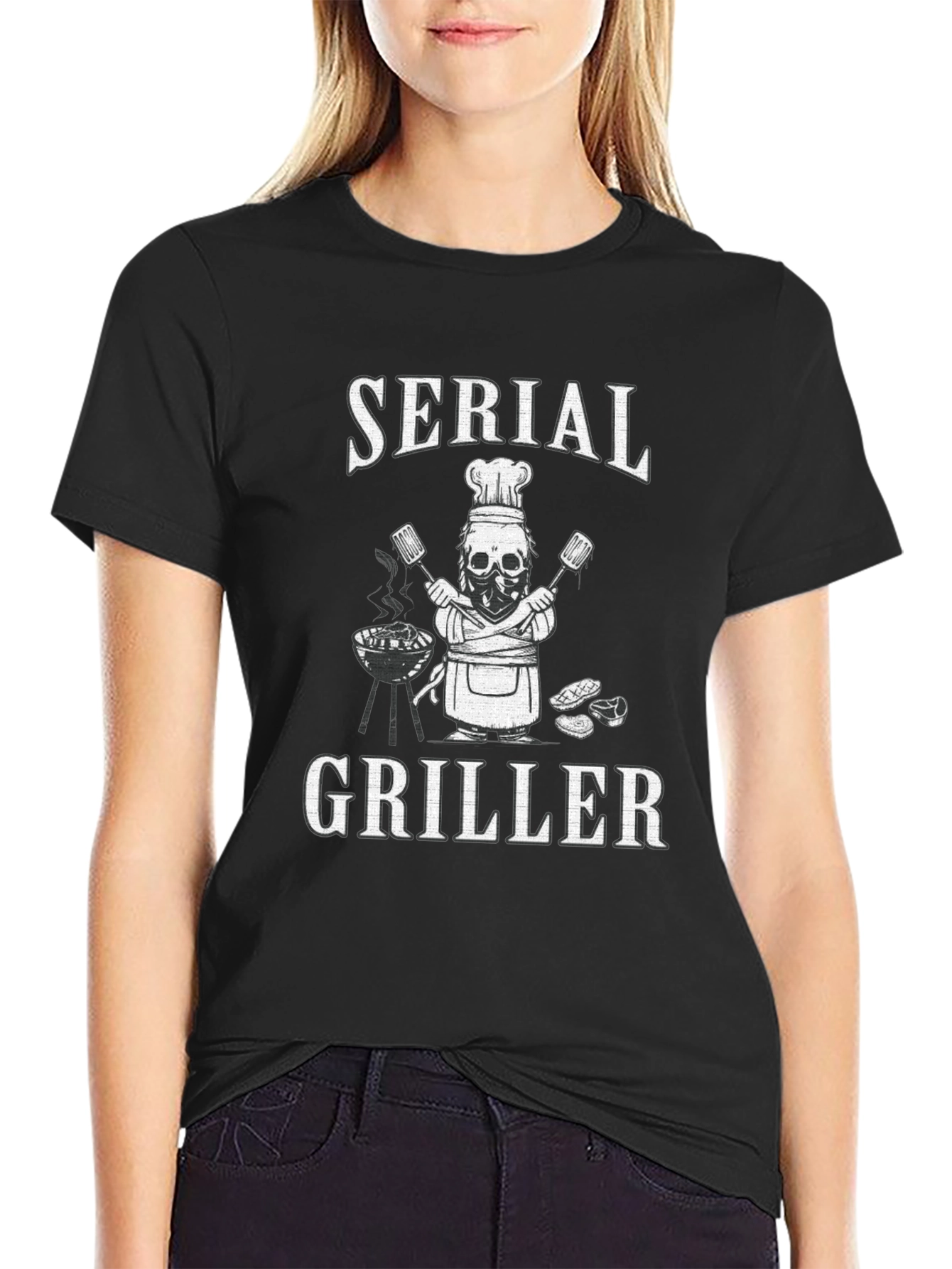 Serial Griller T-Shirt - BBQ Skeleton Chef