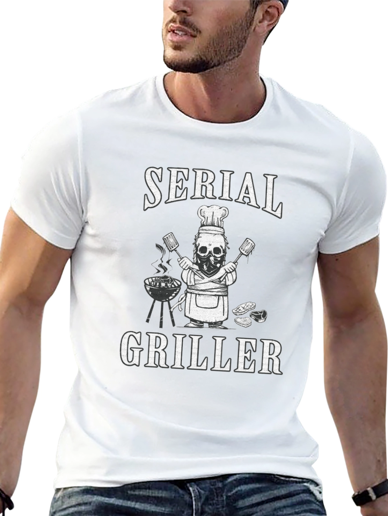 Serial Griller T-Shirt - BBQ Skeleton Chef
