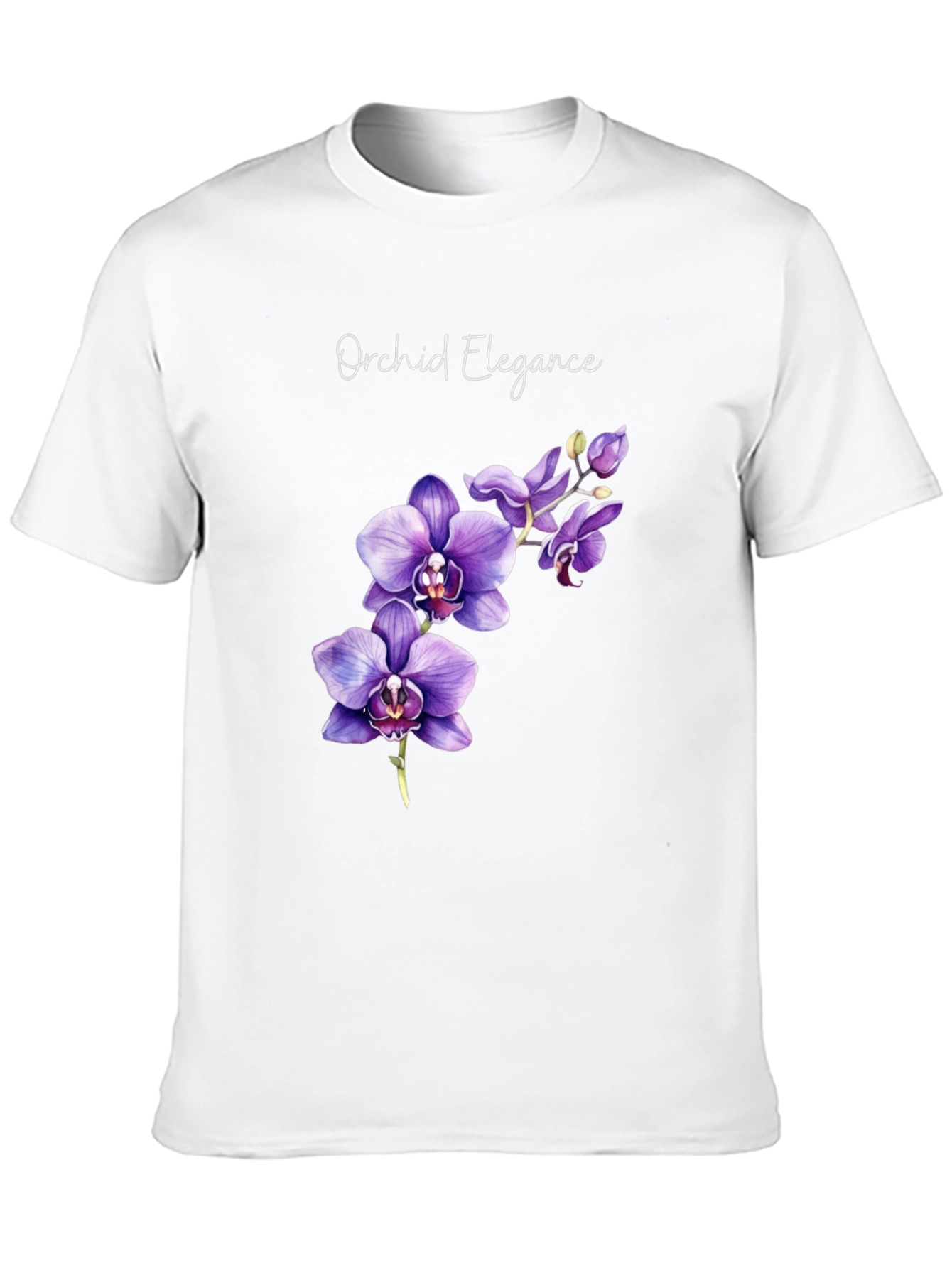 Orchid Elegance Black T-Shirt - Floral Design