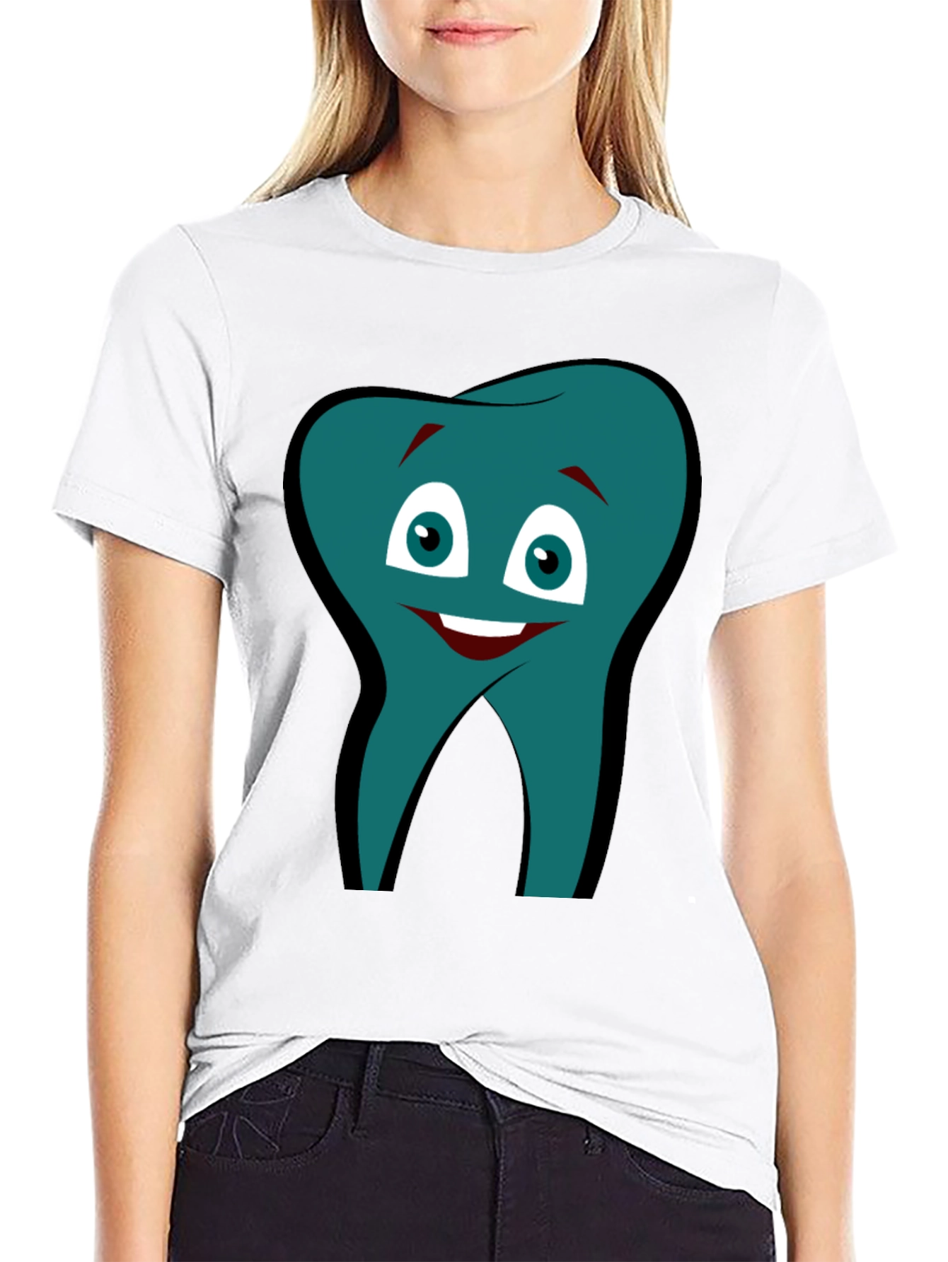 Funny Tooth Graphic Tee - Black Cotton Comfort