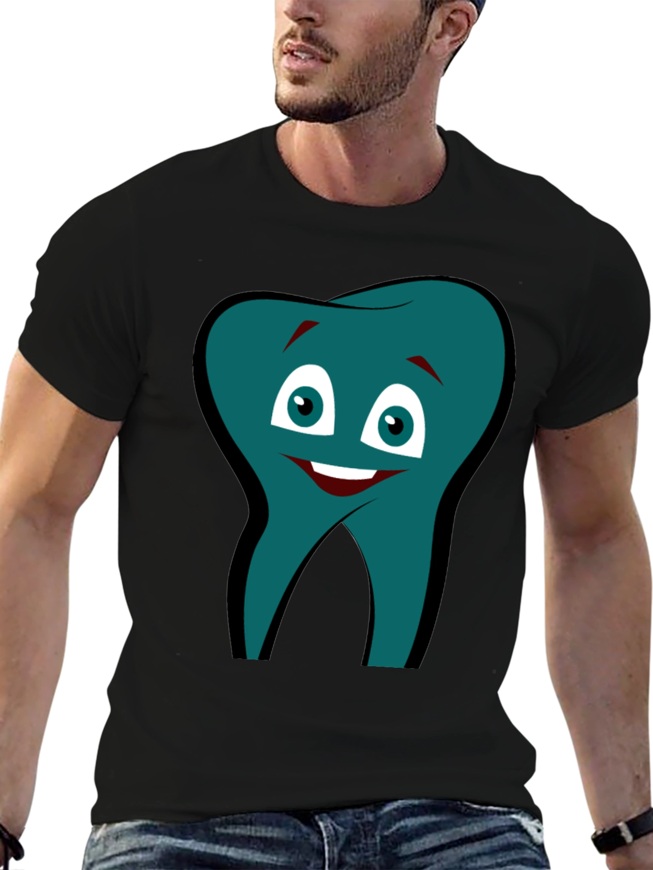 Funny Tooth Graphic Tee - Black Cotton Comfort