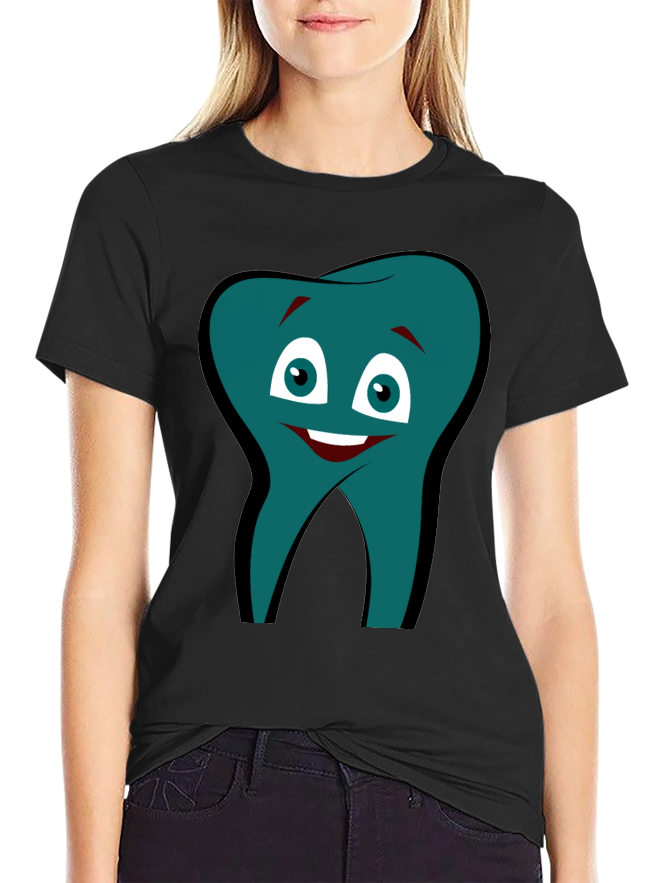 Funny Tooth Graphic Tee - Black Cotton Comfort