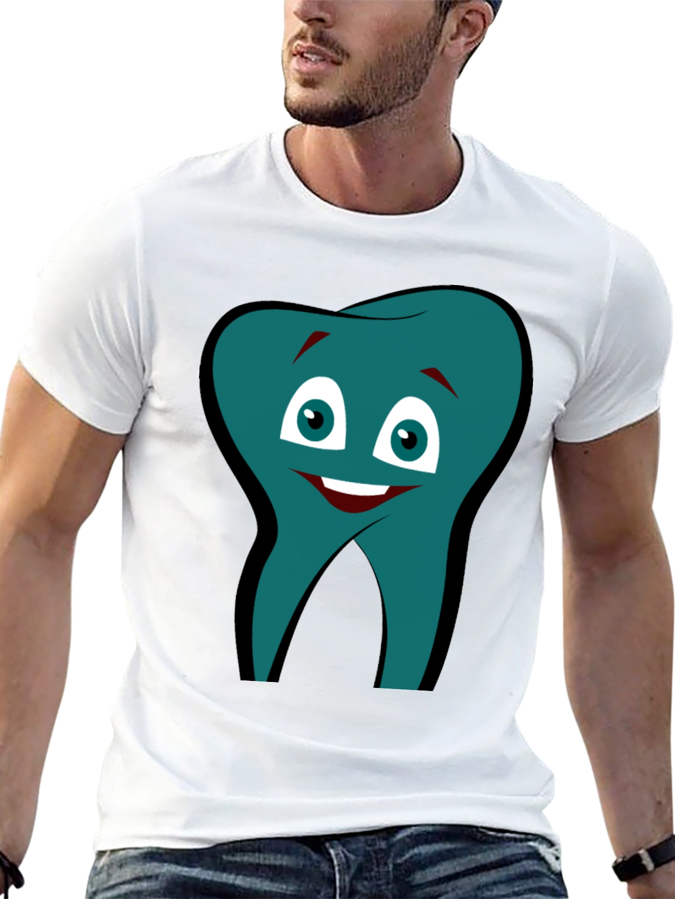 Funny Tooth Graphic Tee - Black Cotton Comfort