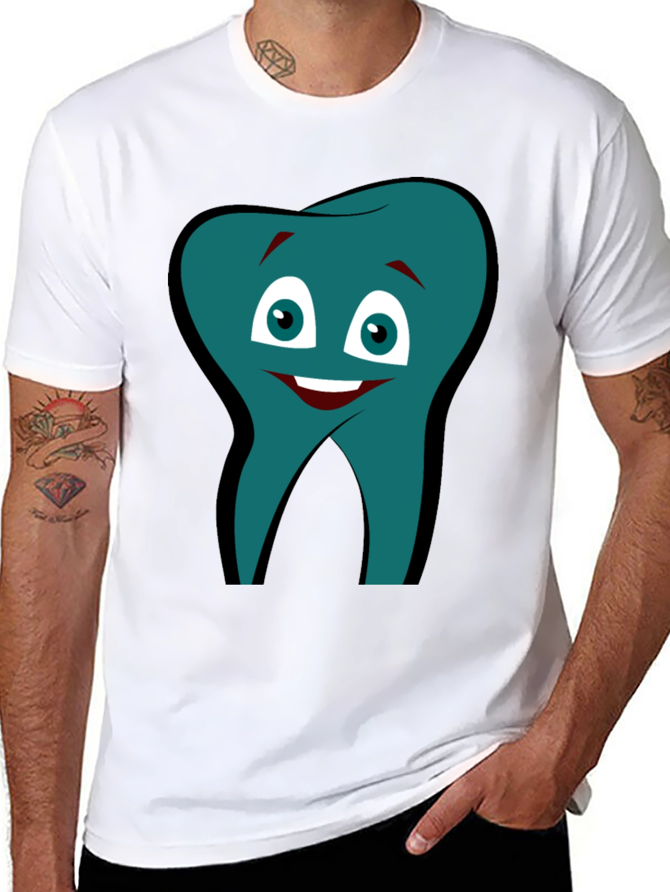 Funny Tooth Graphic Tee - Black Cotton Comfort