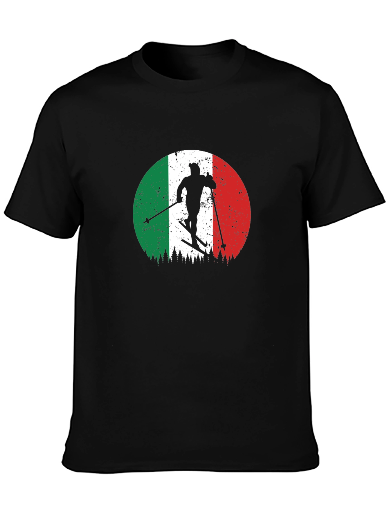 Italian Flag Skiing T-Shirt - Retro Style