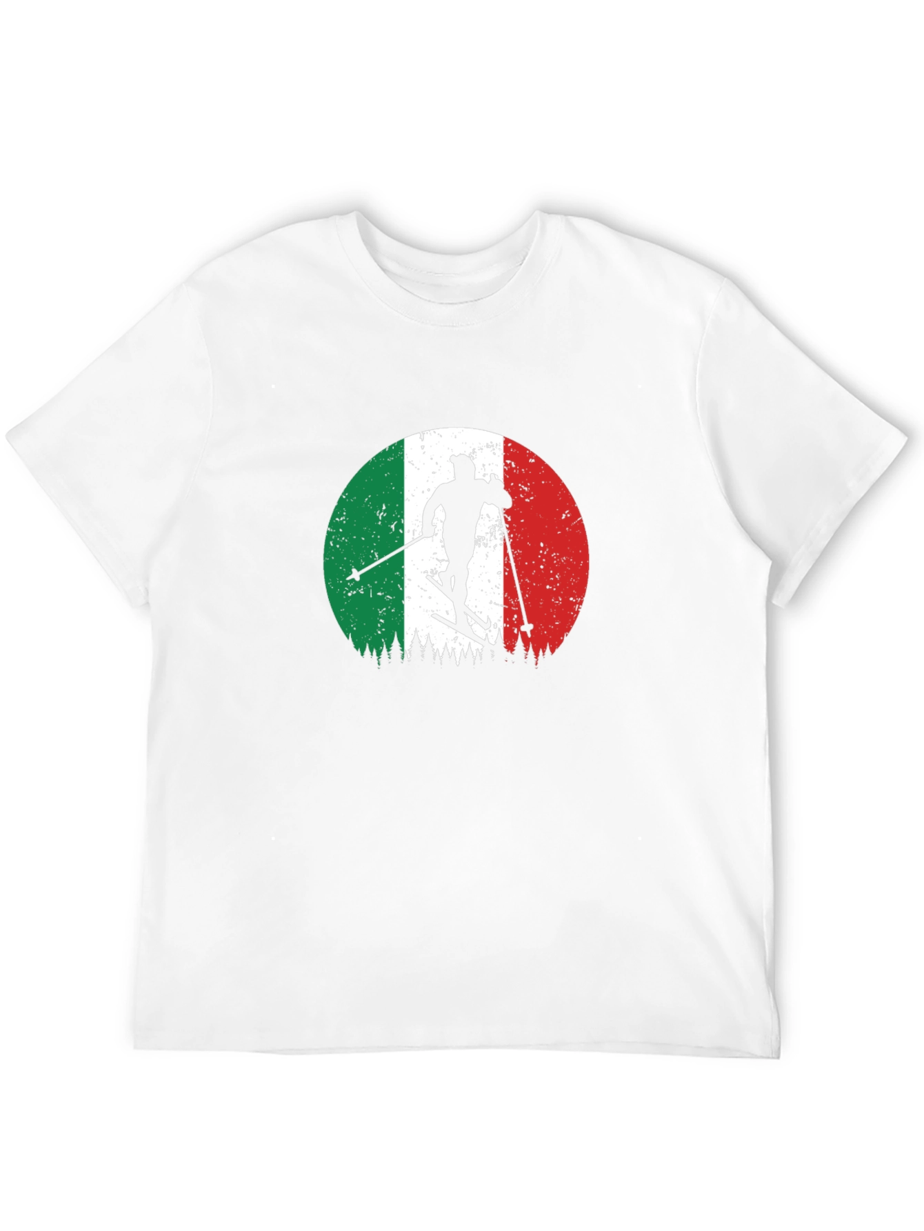 Italian Flag Skiing T-Shirt - Retro Style