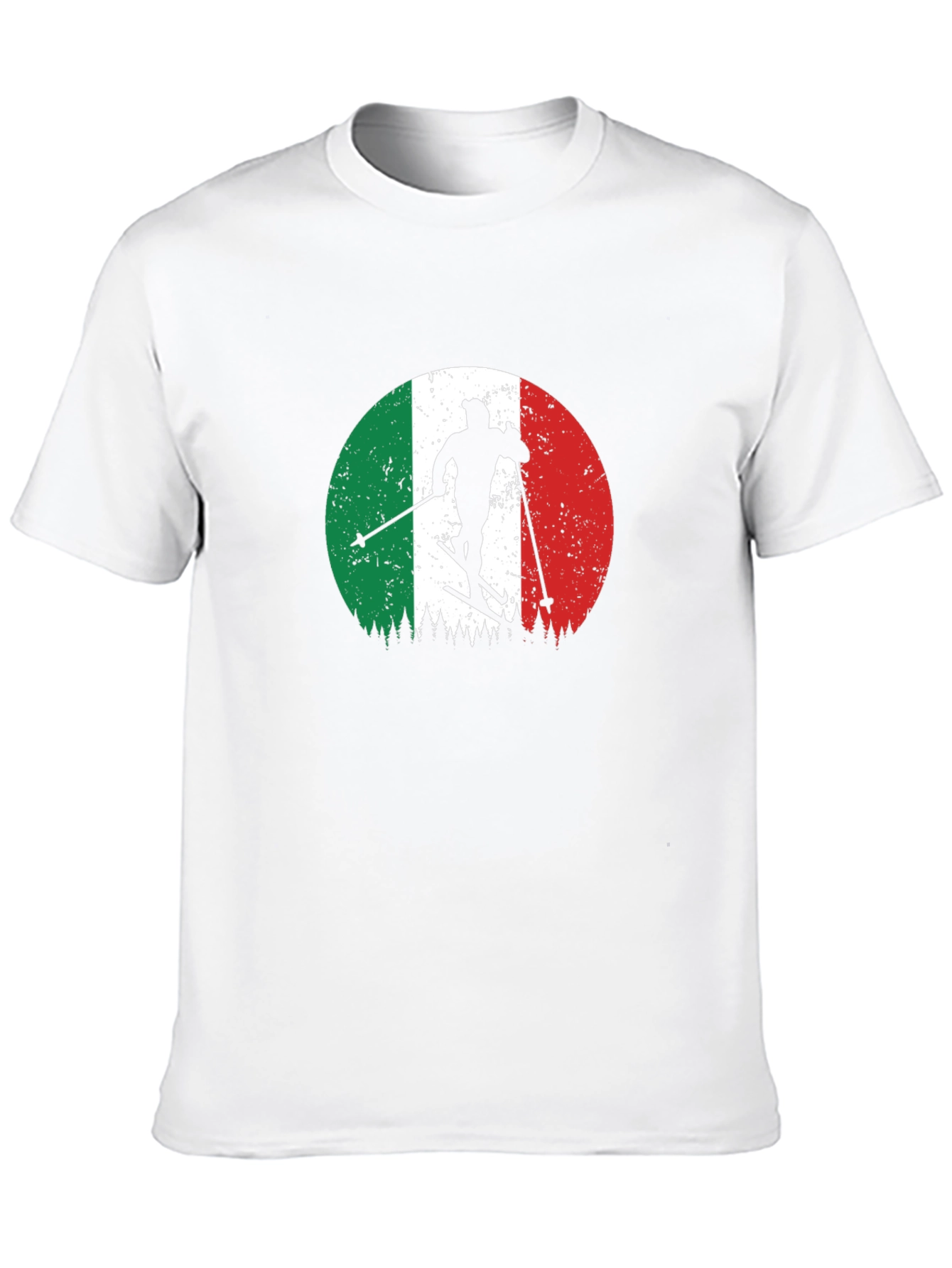 Italian Flag Skiing T-Shirt - Retro Style