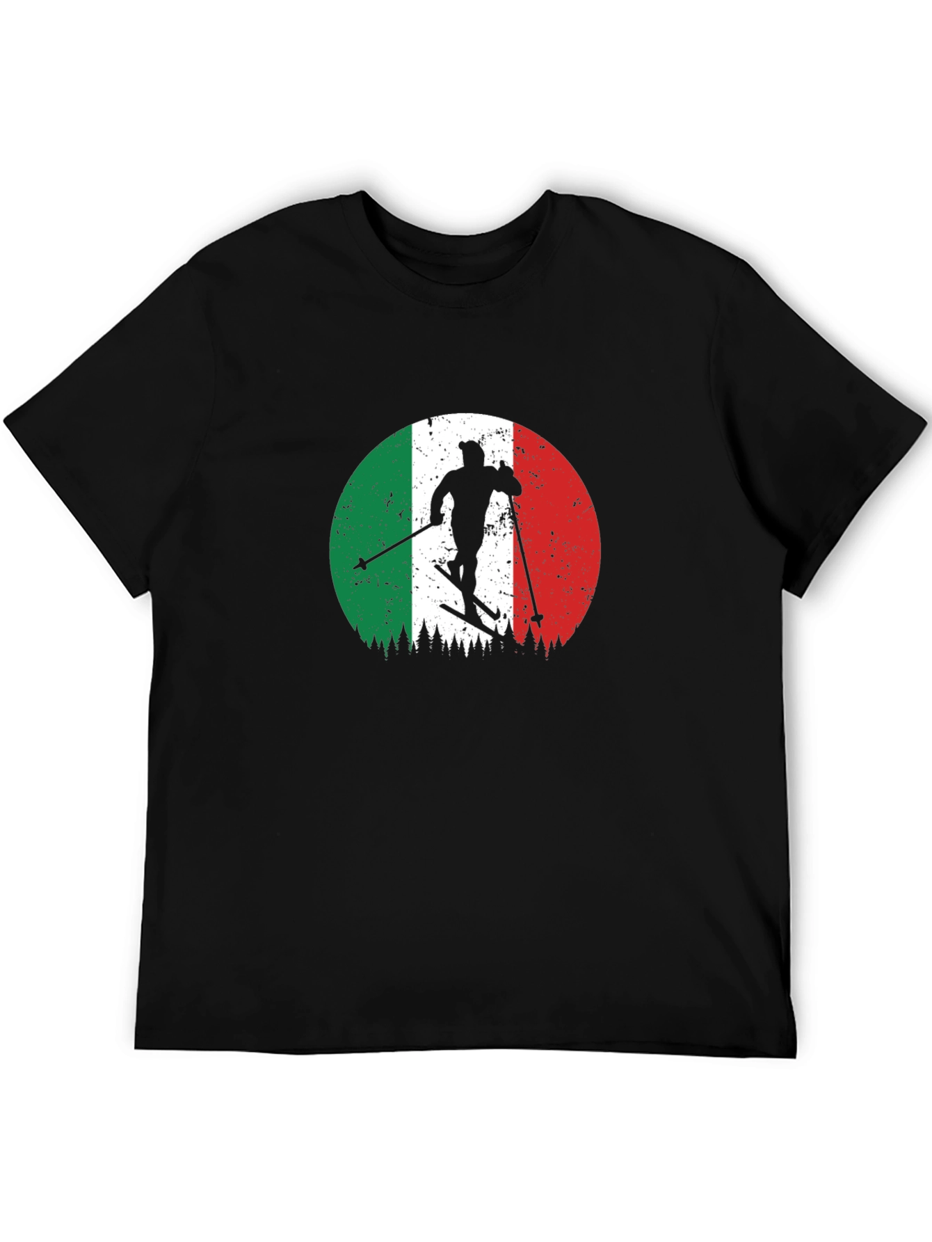 Italian Flag Skiing T-Shirt - Retro Style