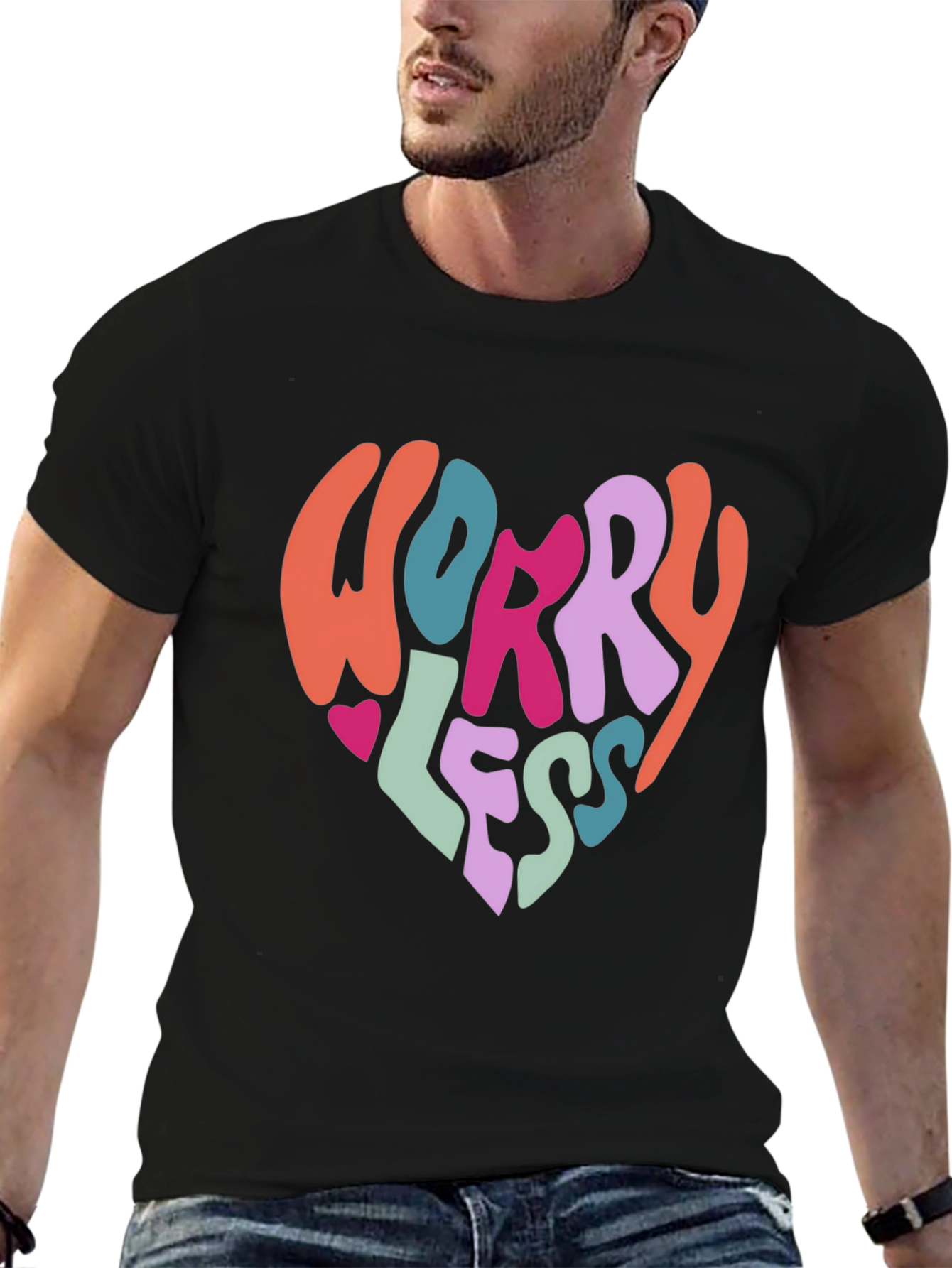 Worry Less Graphic Tee - Black Cotton T-Shirt