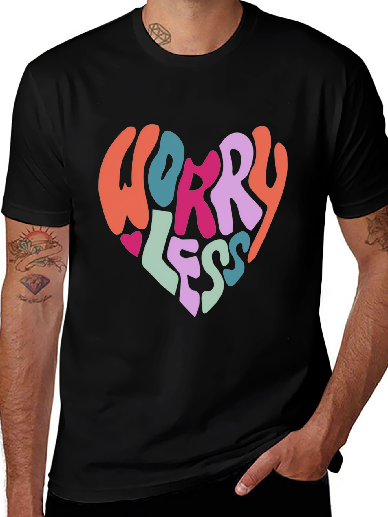 Worry Less Graphic Tee - Black Cotton T-Shirt