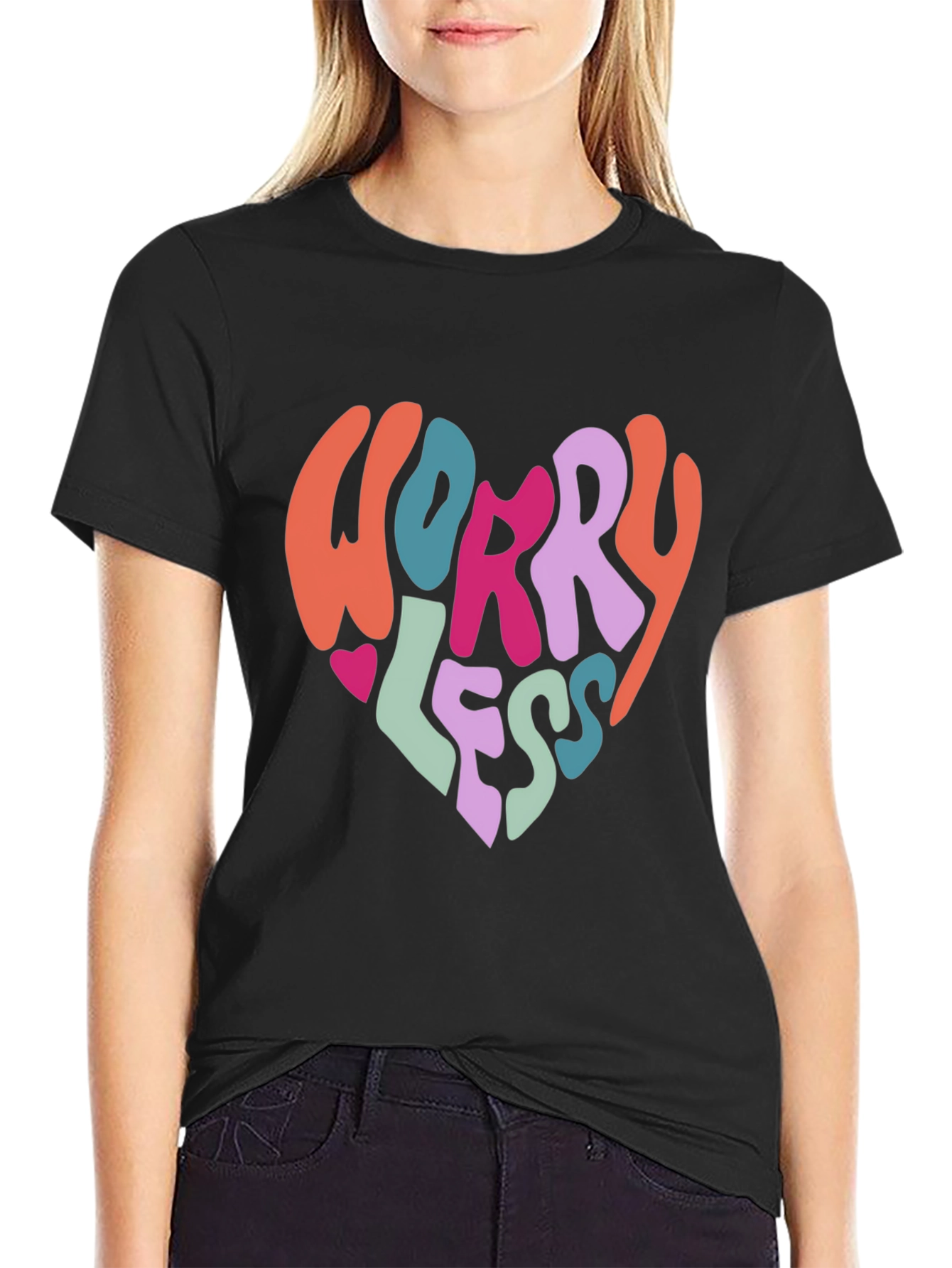 Worry Less Graphic Tee - Black Cotton T-Shirt