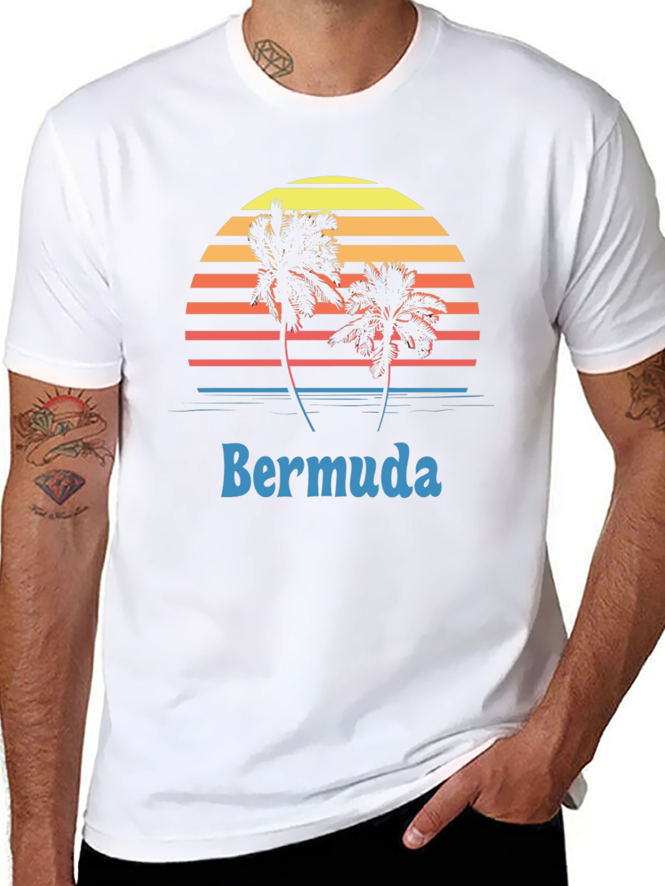 Bermuda Sunset Palm Tree Graphic T-Shirt