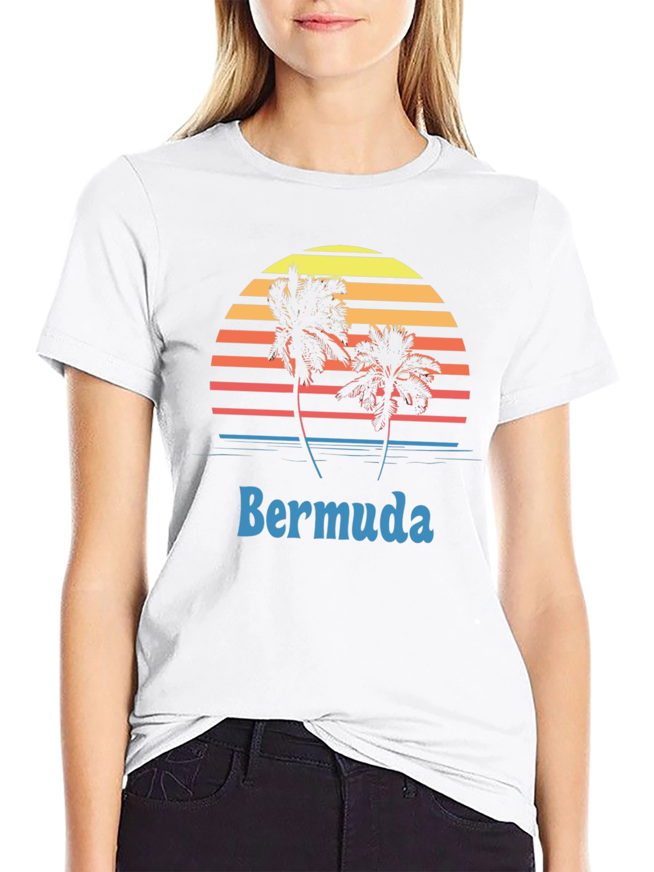 Bermuda Sunset Palm Tree Graphic T-Shirt