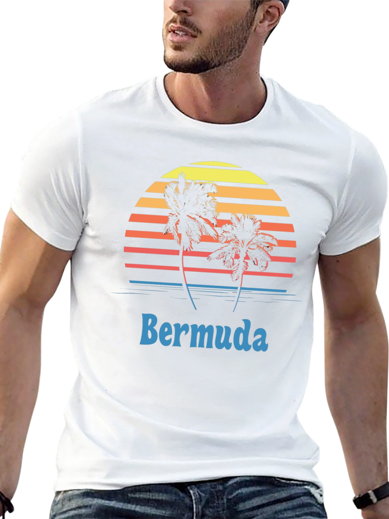 Bermuda Sunset Palm Tree Graphic T-Shirt