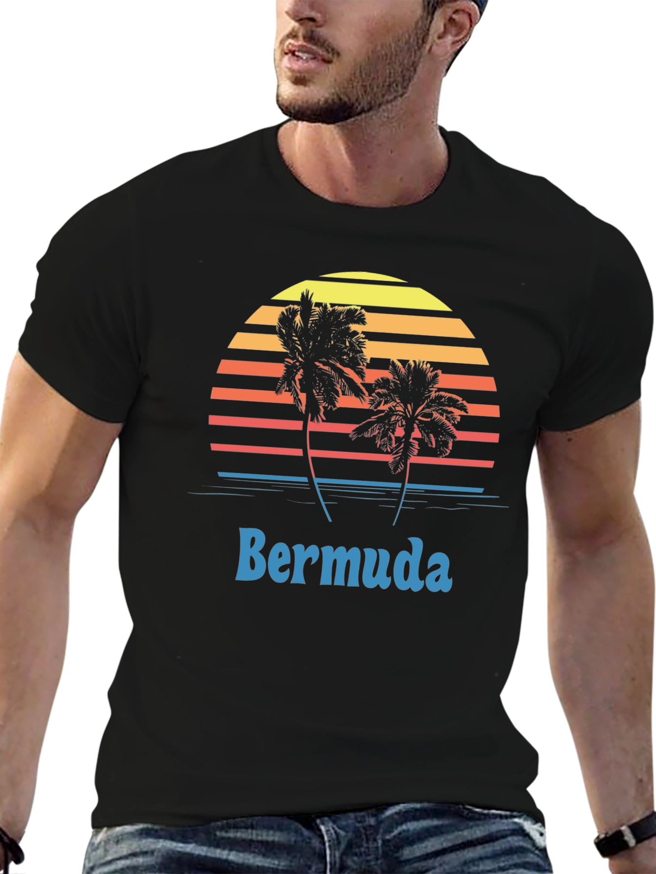 Bermuda Sunset Palm Tree Graphic T-Shirt