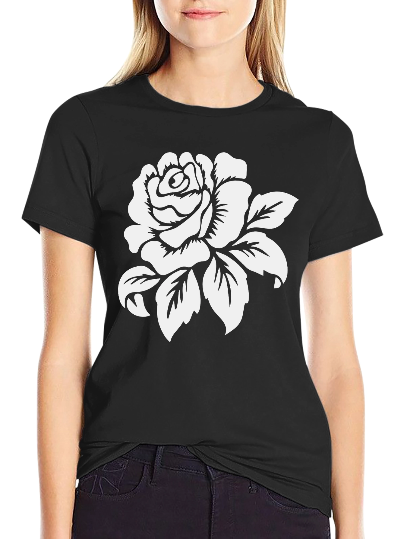 Rose Graphic Black T-Shirt