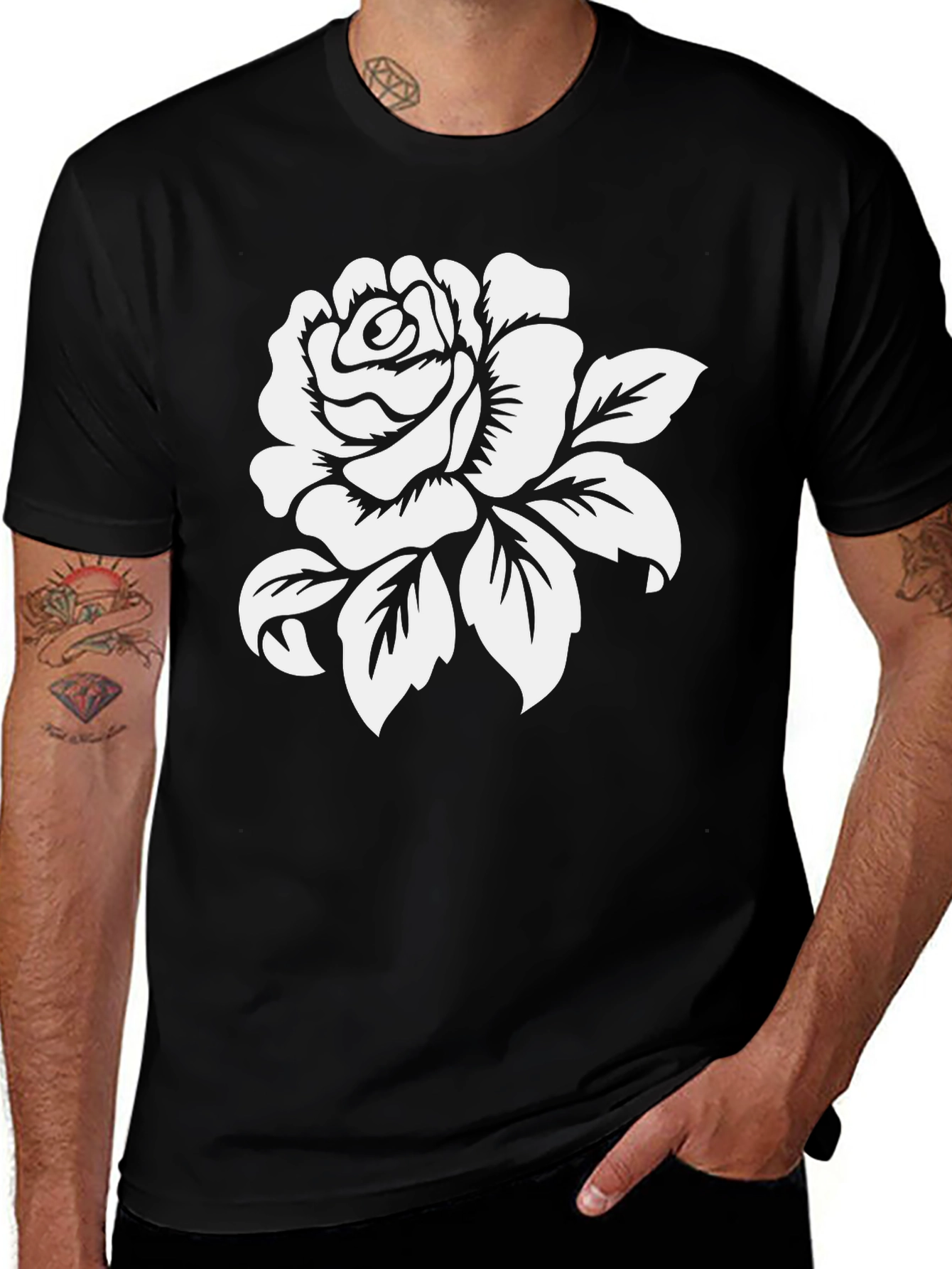 Rose Graphic Black T-Shirt