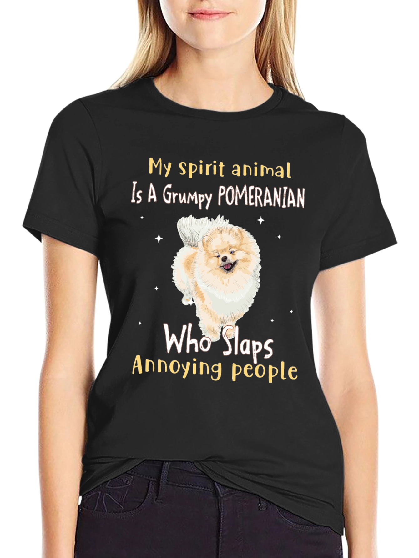 Grumpy Pomeranian Slaps People T-Shirt