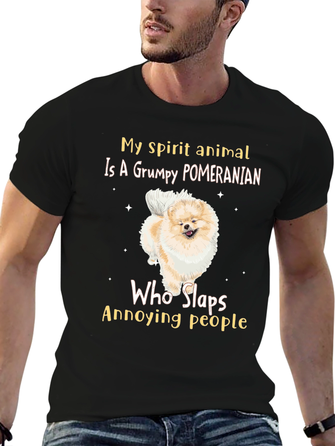 Grumpy Pomeranian Slaps People T-Shirt