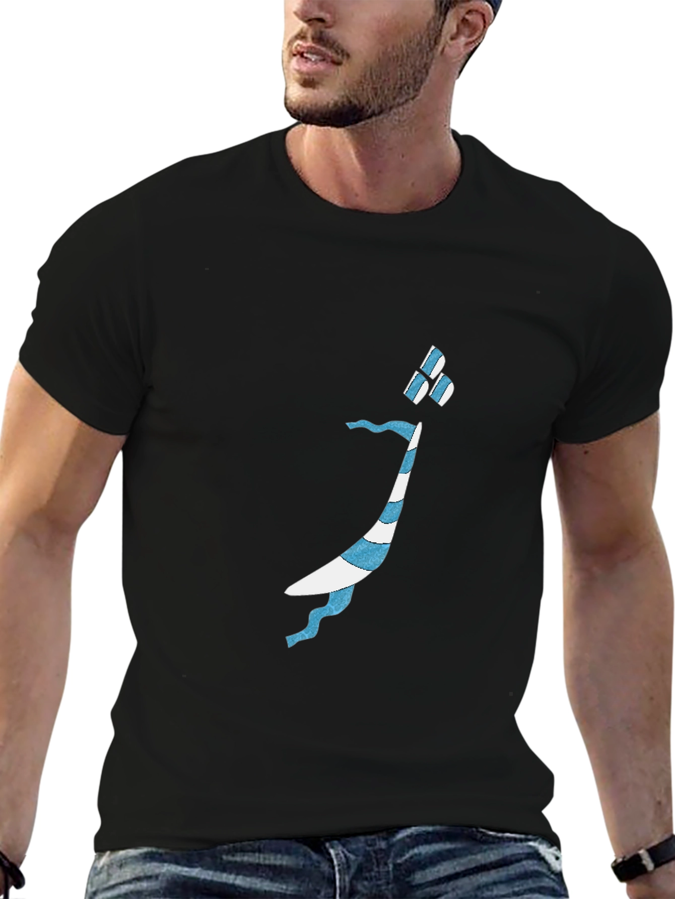 Mens Black T-Shirt with Arabic Letter Design