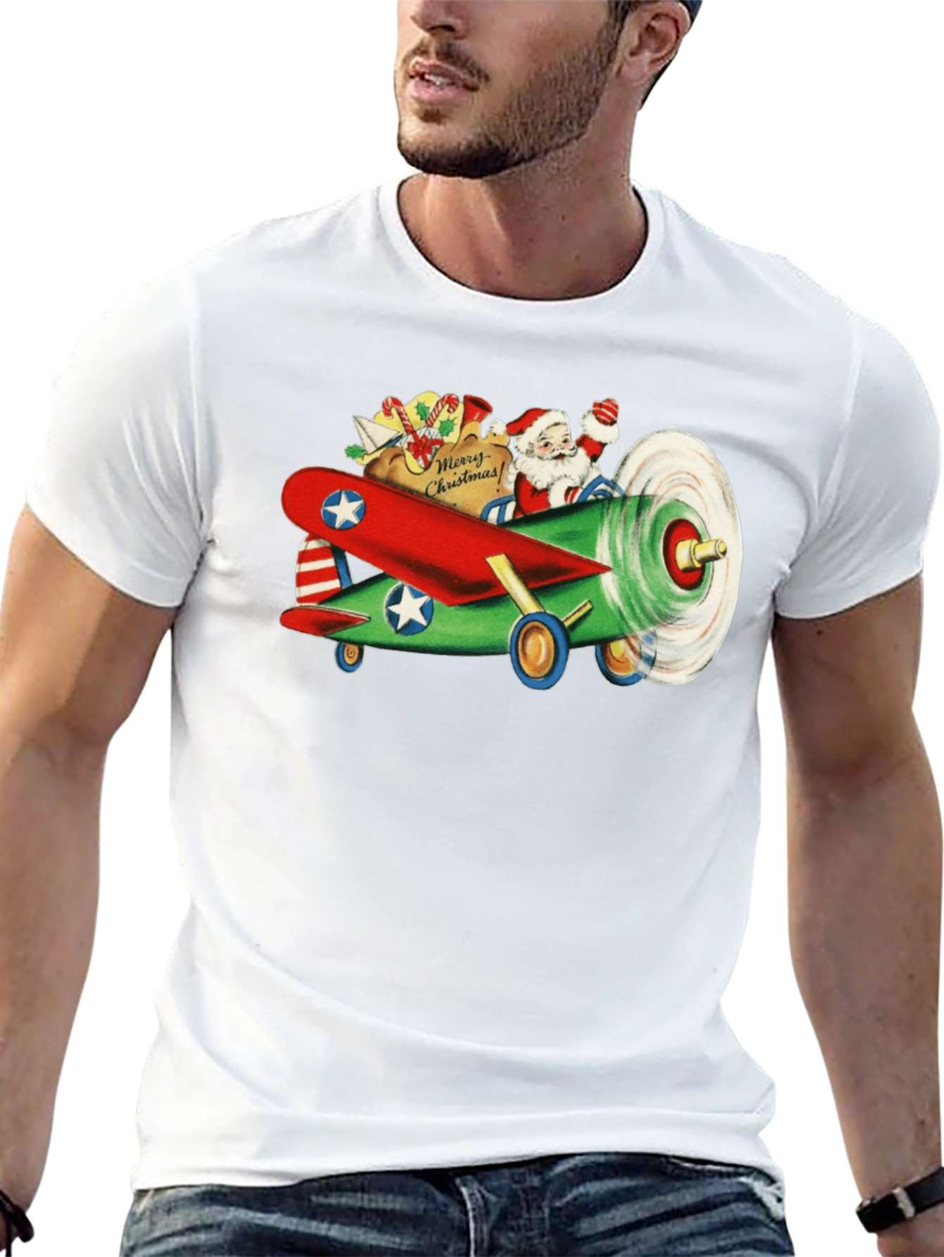 Santas Plane Black T-Shirt