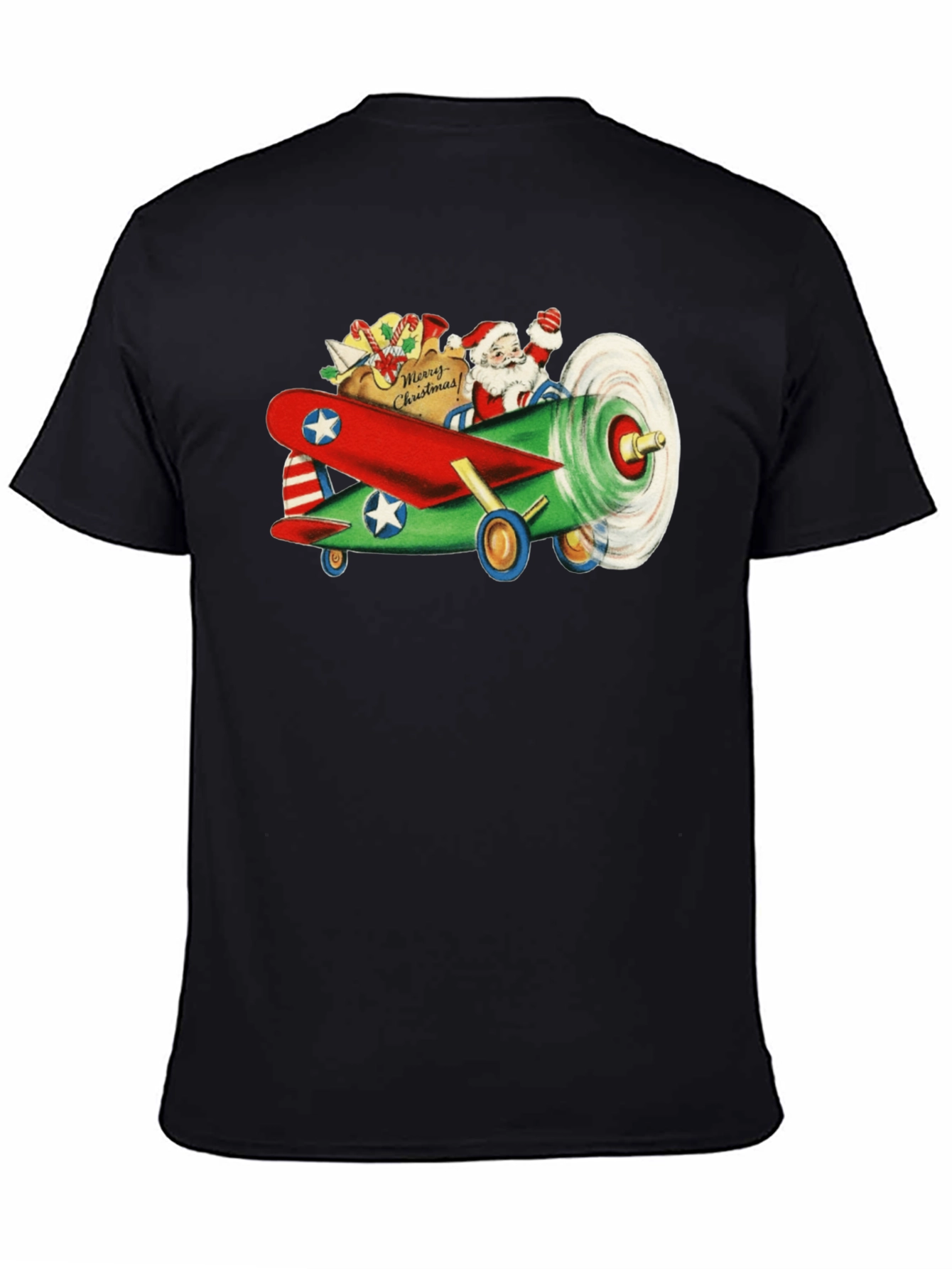 Santas Plane Black T-Shirt