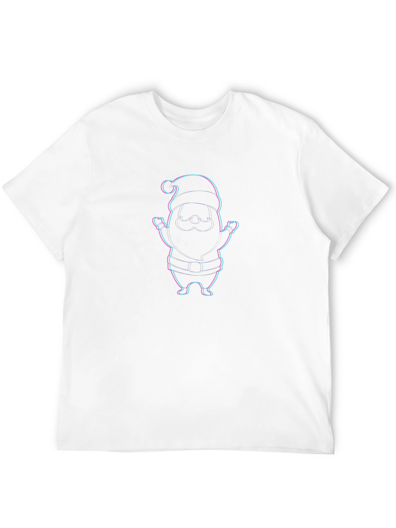Festive Santa Graphic Tee - Black Crew Neck Shirt