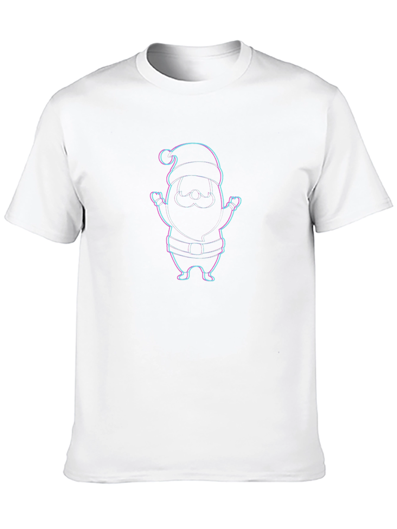 Festive Santa Graphic Tee - Black Crew Neck Shirt