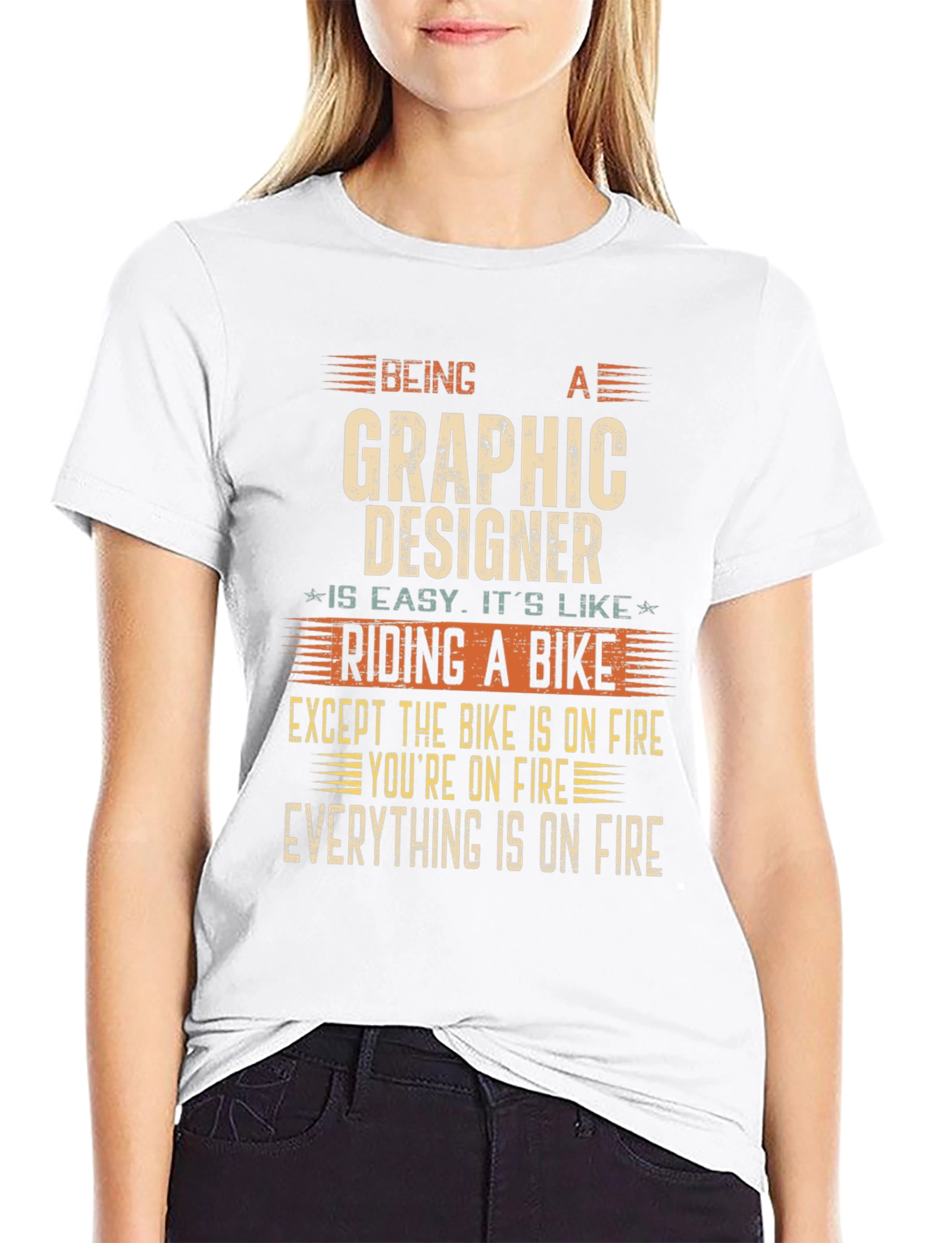 Graphic Designer On Fire T-Shirt Funny Job Tee