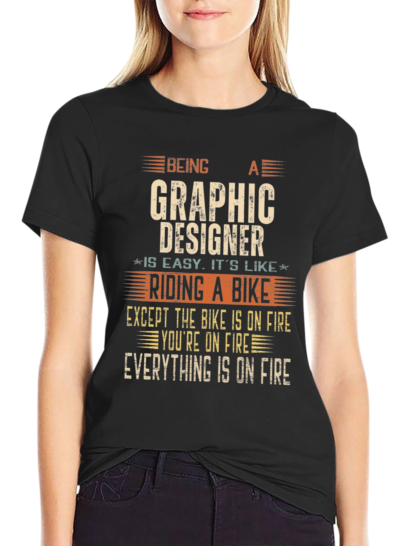 Graphic Designer On Fire T-Shirt Funny Job Tee