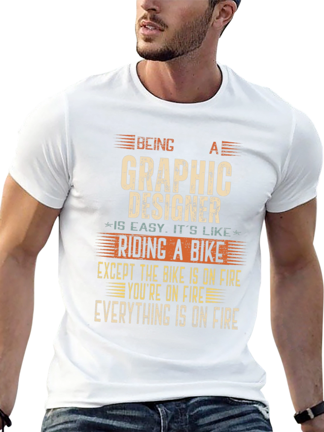 Graphic Designer On Fire T-Shirt Funny Job Tee