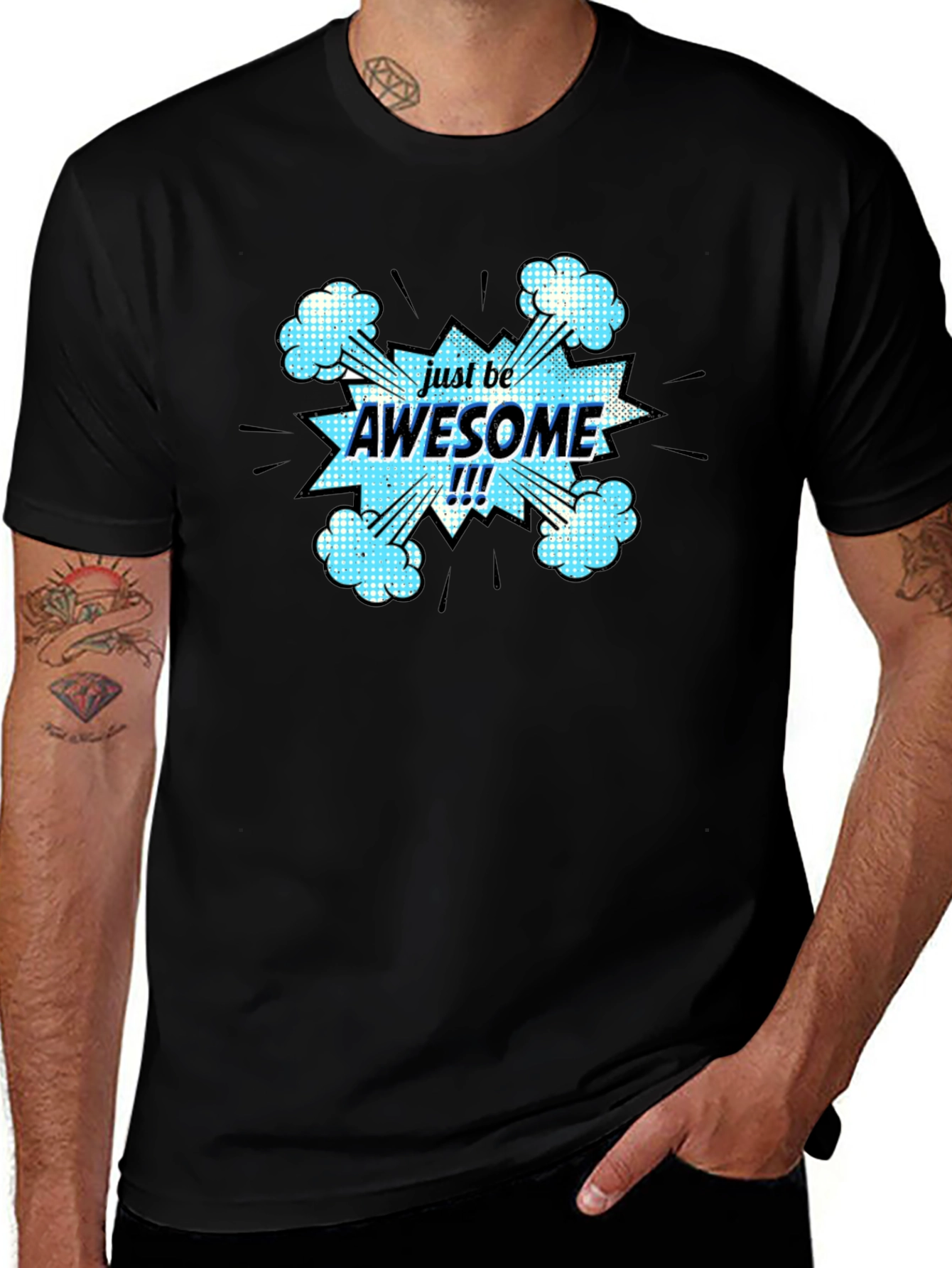 Just Be Awesome Black Graphic T-Shirt