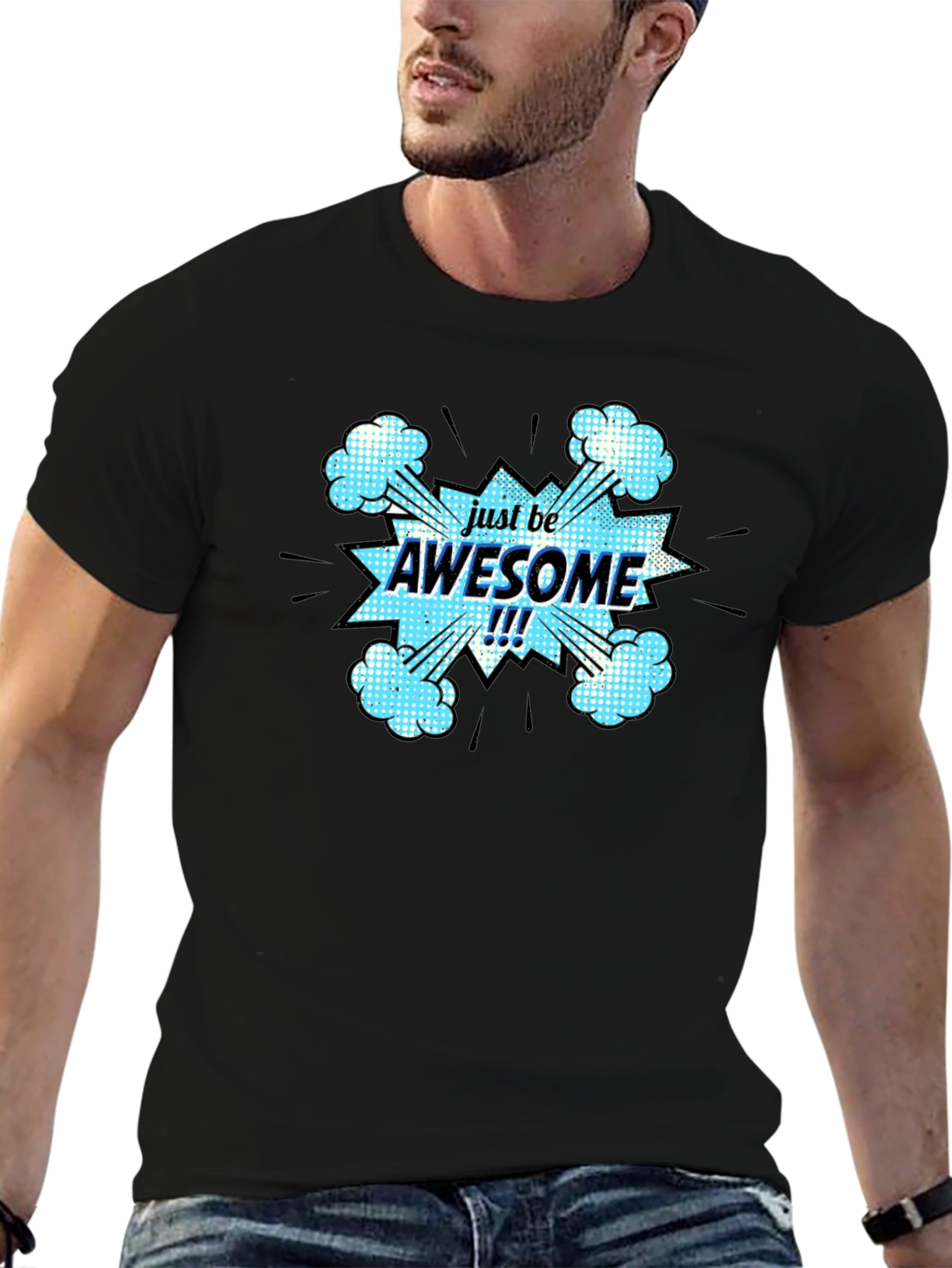Just Be Awesome Black Graphic T-Shirt