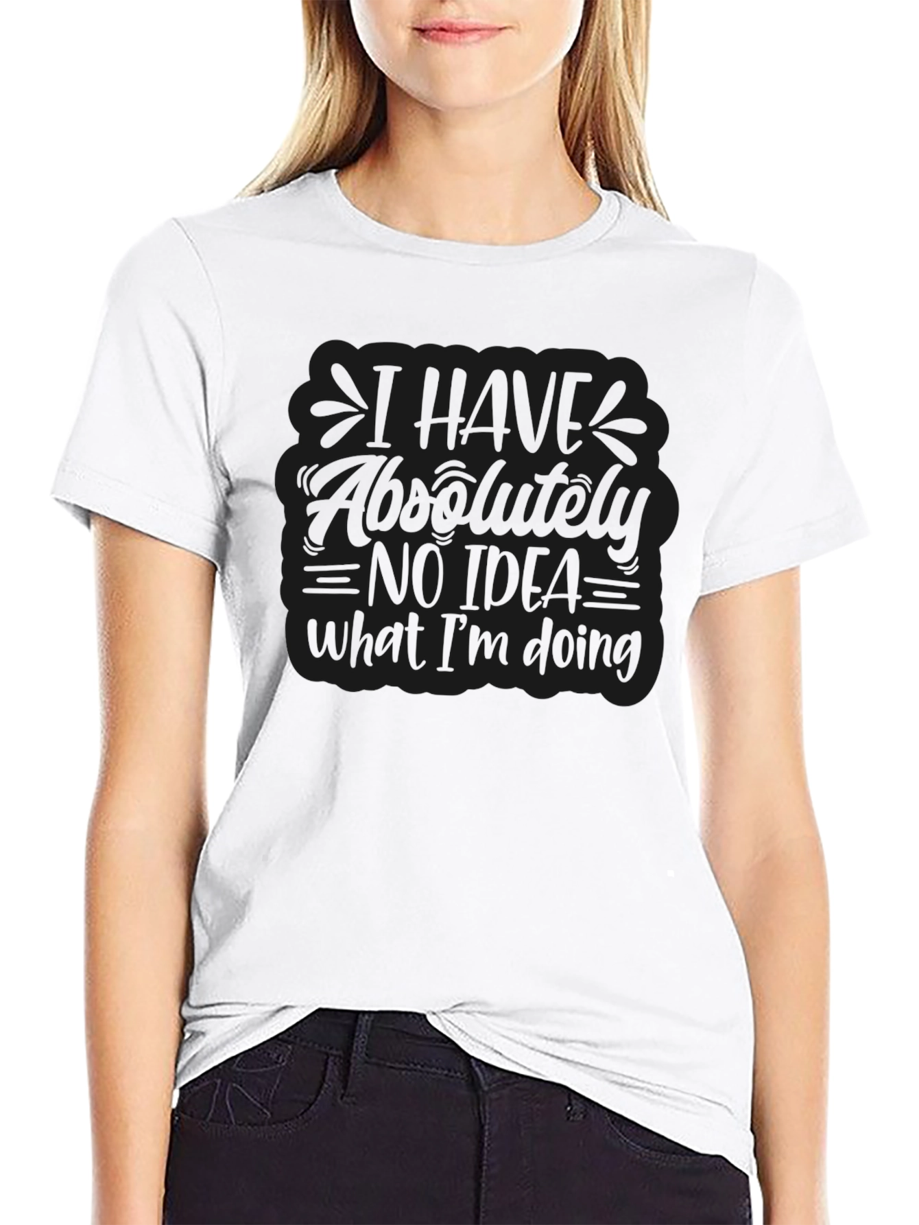 Humorous Black Graphic Tee - Absolutely No Idea