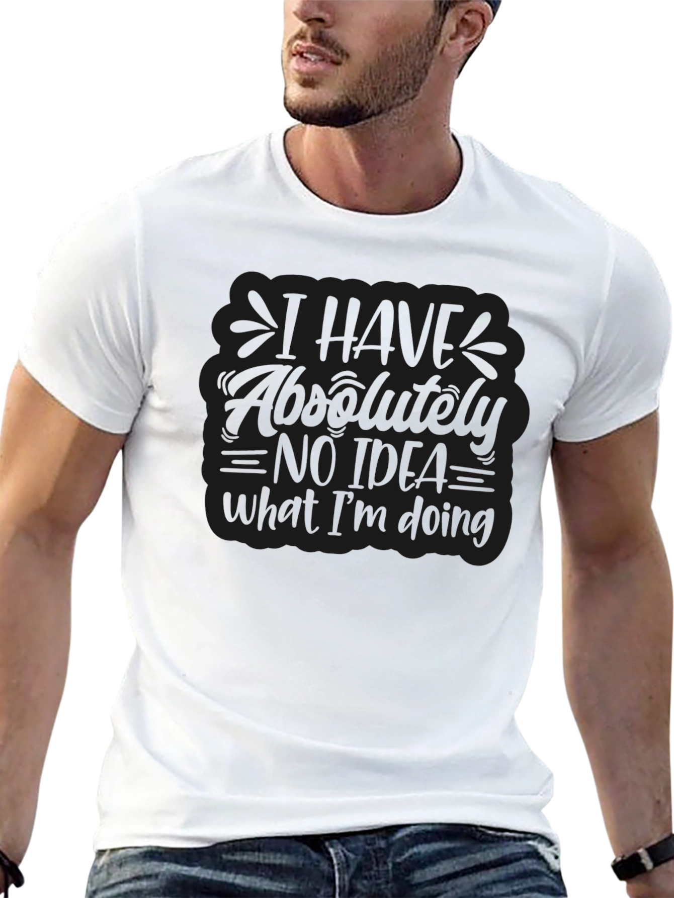 Humorous Black Graphic Tee - Absolutely No Idea
