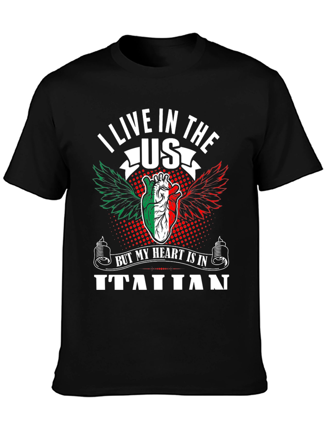 Italian Pride T-Shirt USA Resident with Italian Heart