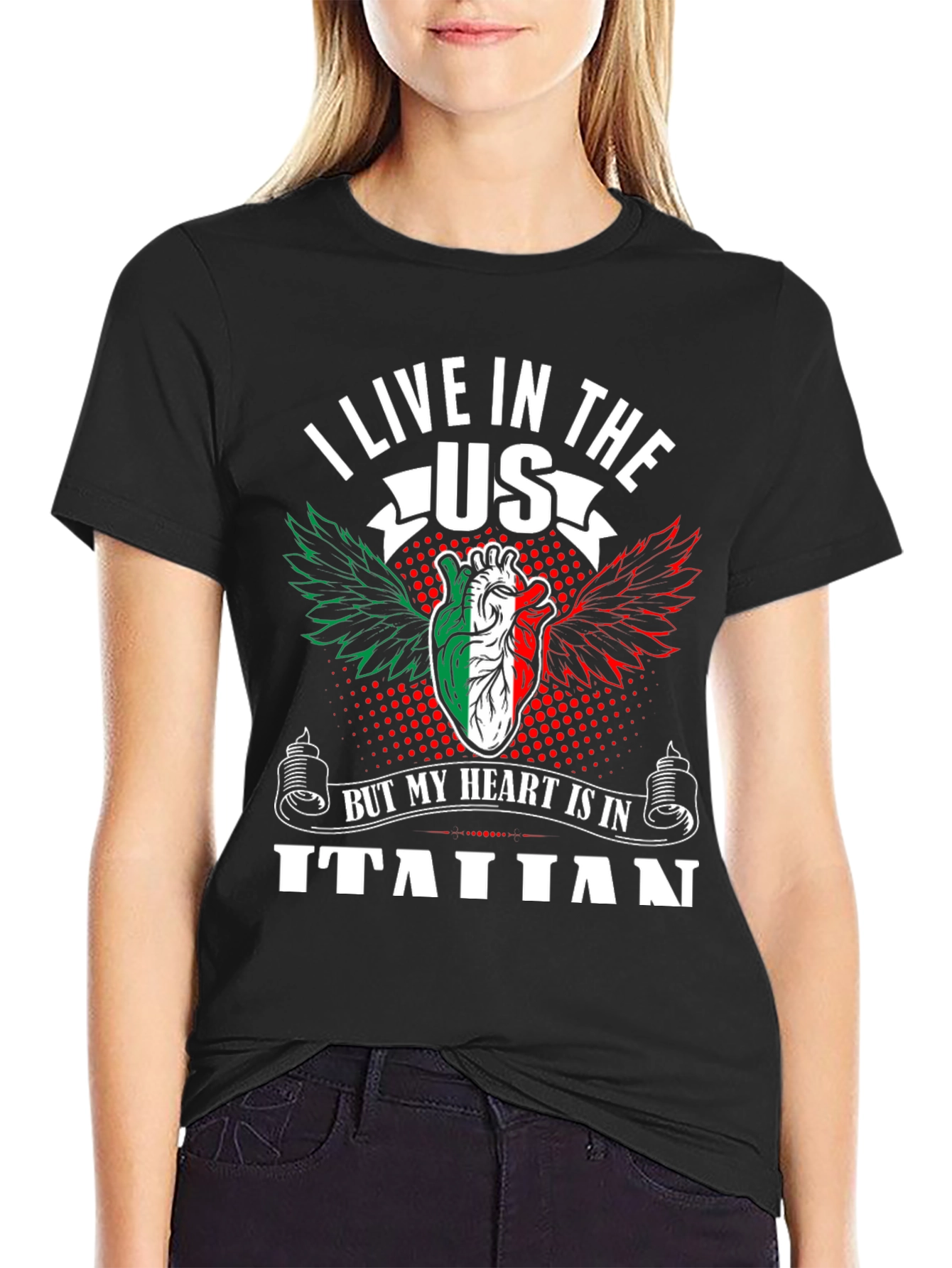 Italian Pride T-Shirt USA Resident with Italian Heart