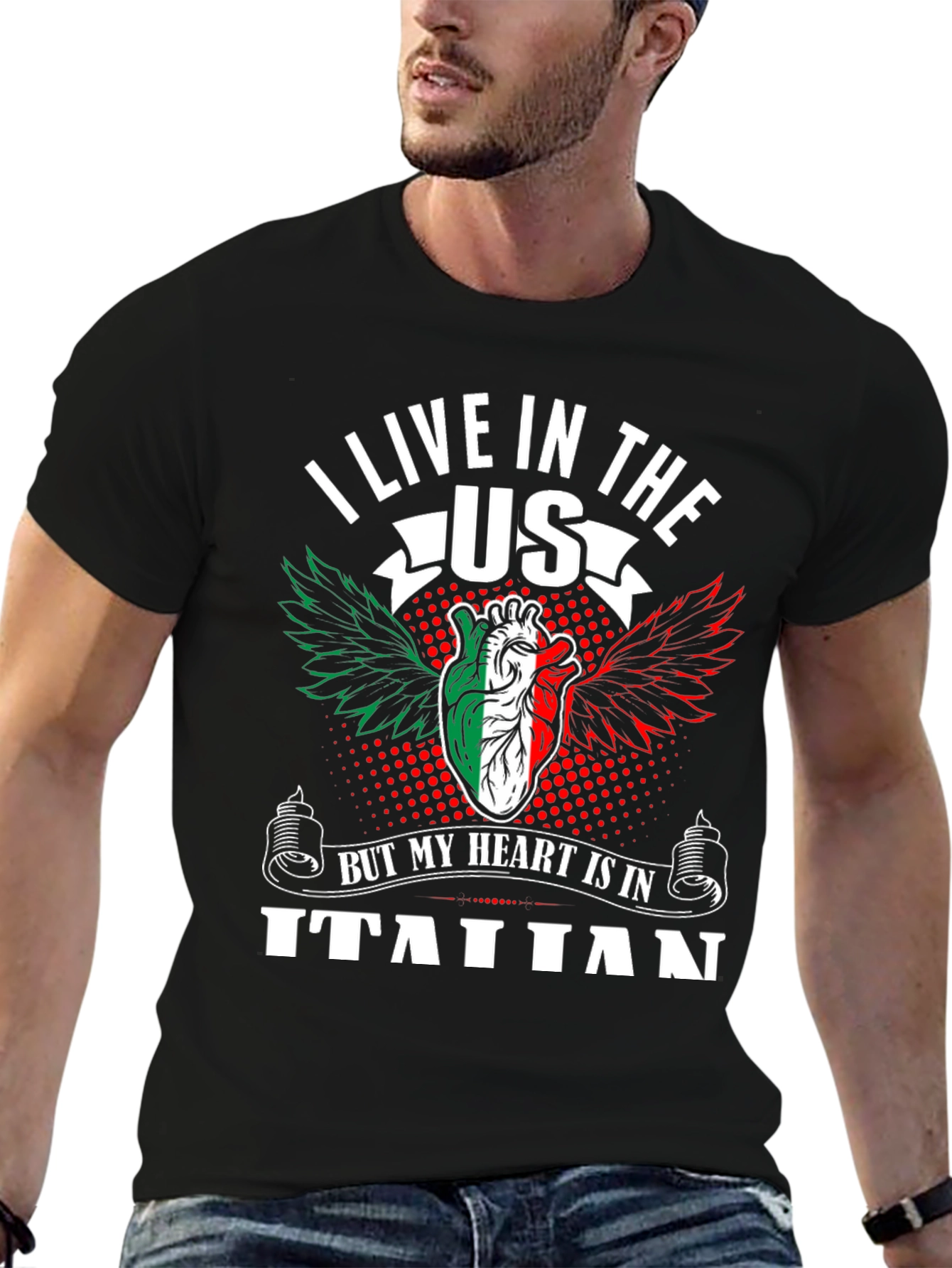 Italian Pride T-Shirt USA Resident with Italian Heart