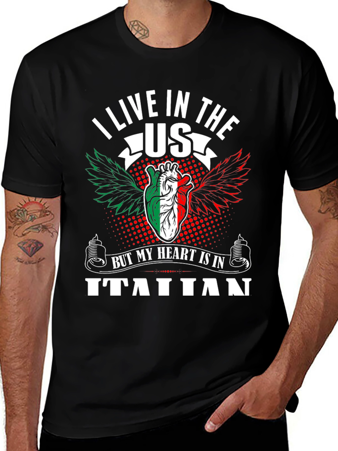 Italian Pride T-Shirt USA Resident with Italian Heart