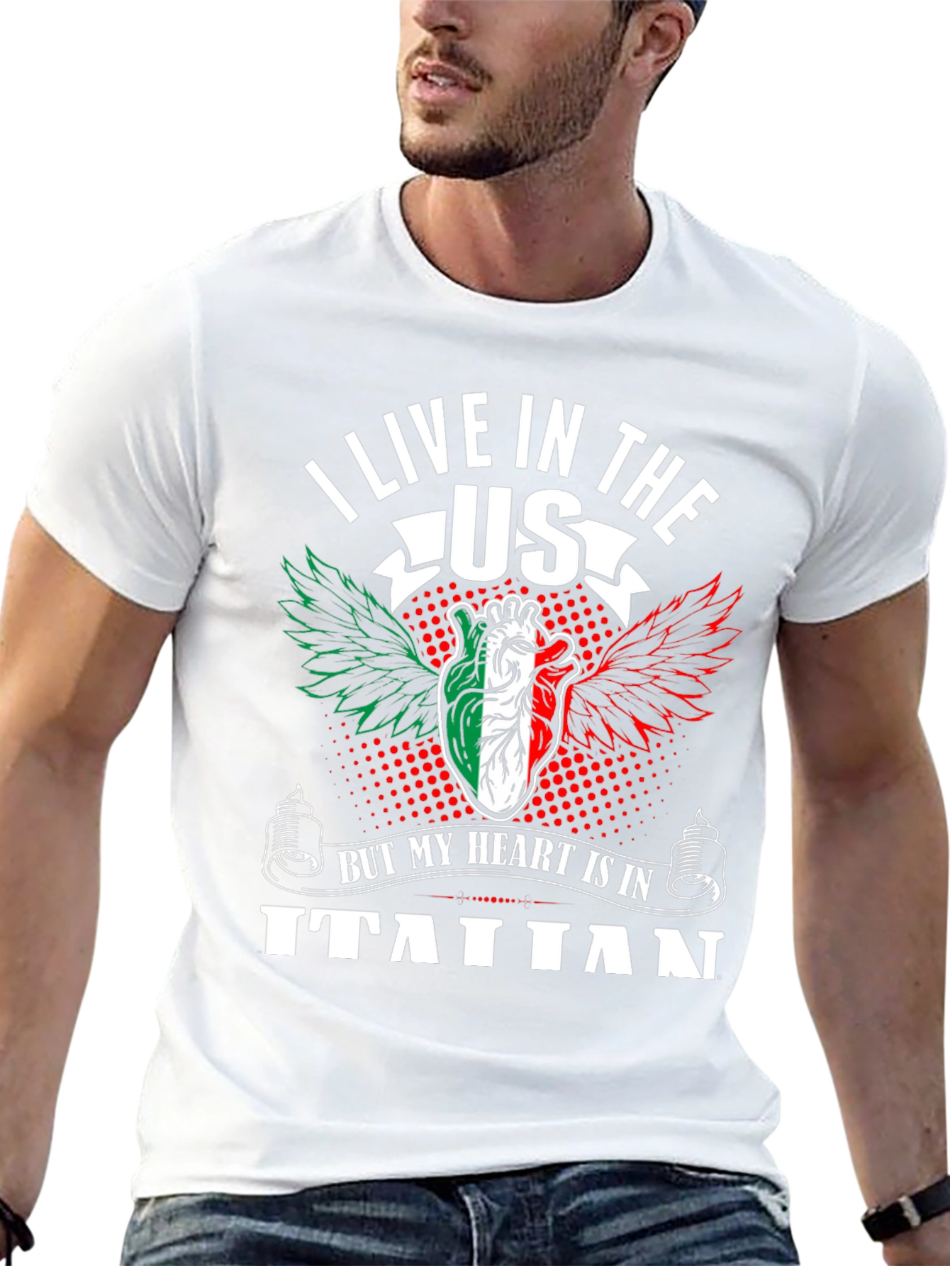 Italian Pride T-Shirt USA Resident with Italian Heart