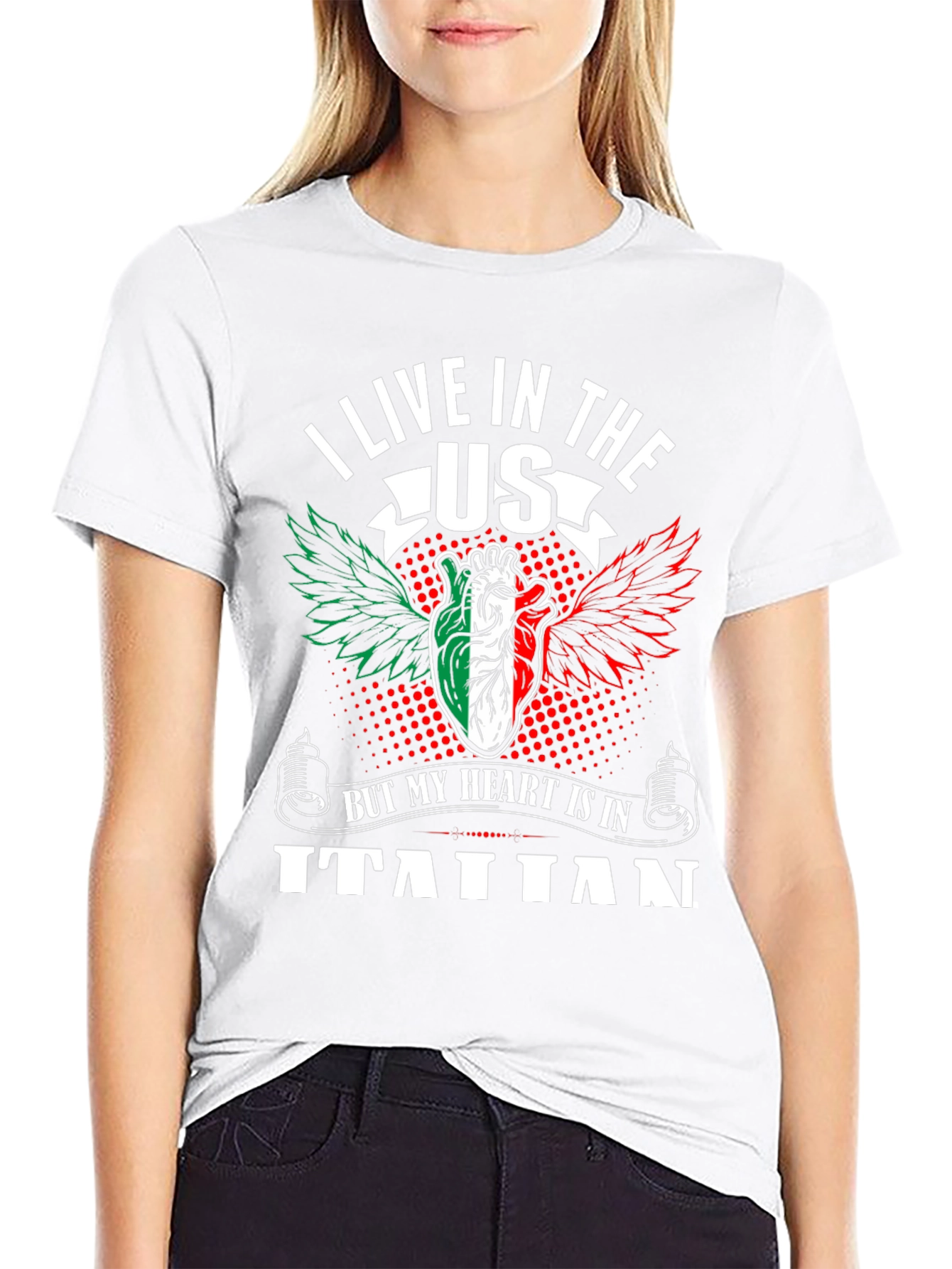 Italian Pride T-Shirt USA Resident with Italian Heart