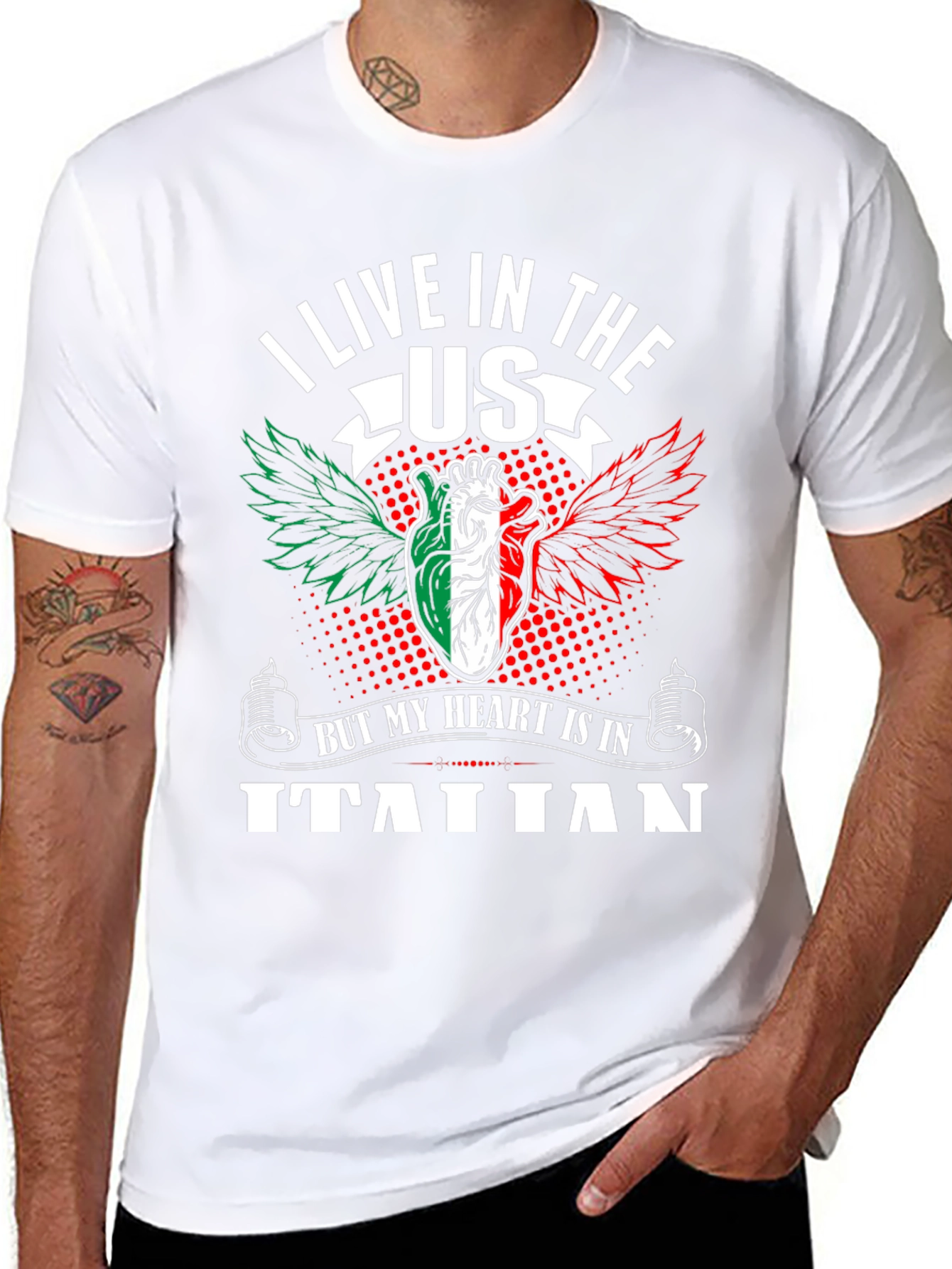 Italian Pride T-Shirt USA Resident with Italian Heart
