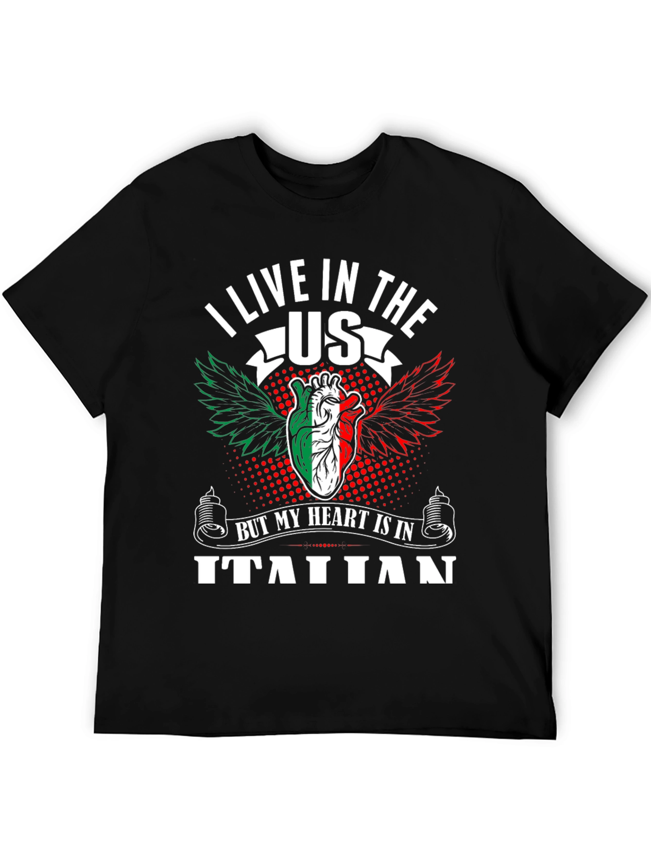 Italian Pride T-Shirt USA Resident with Italian Heart