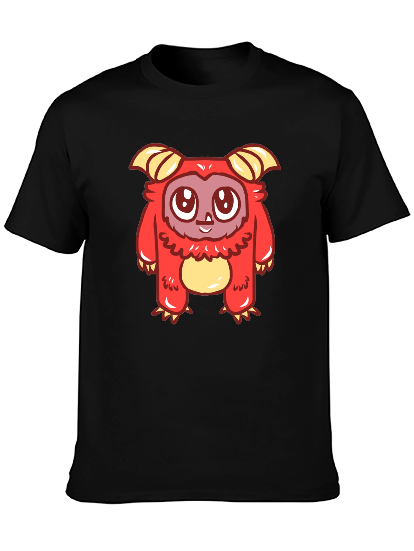 Cute Cartoon Monster Graphic T-Shirt - Black