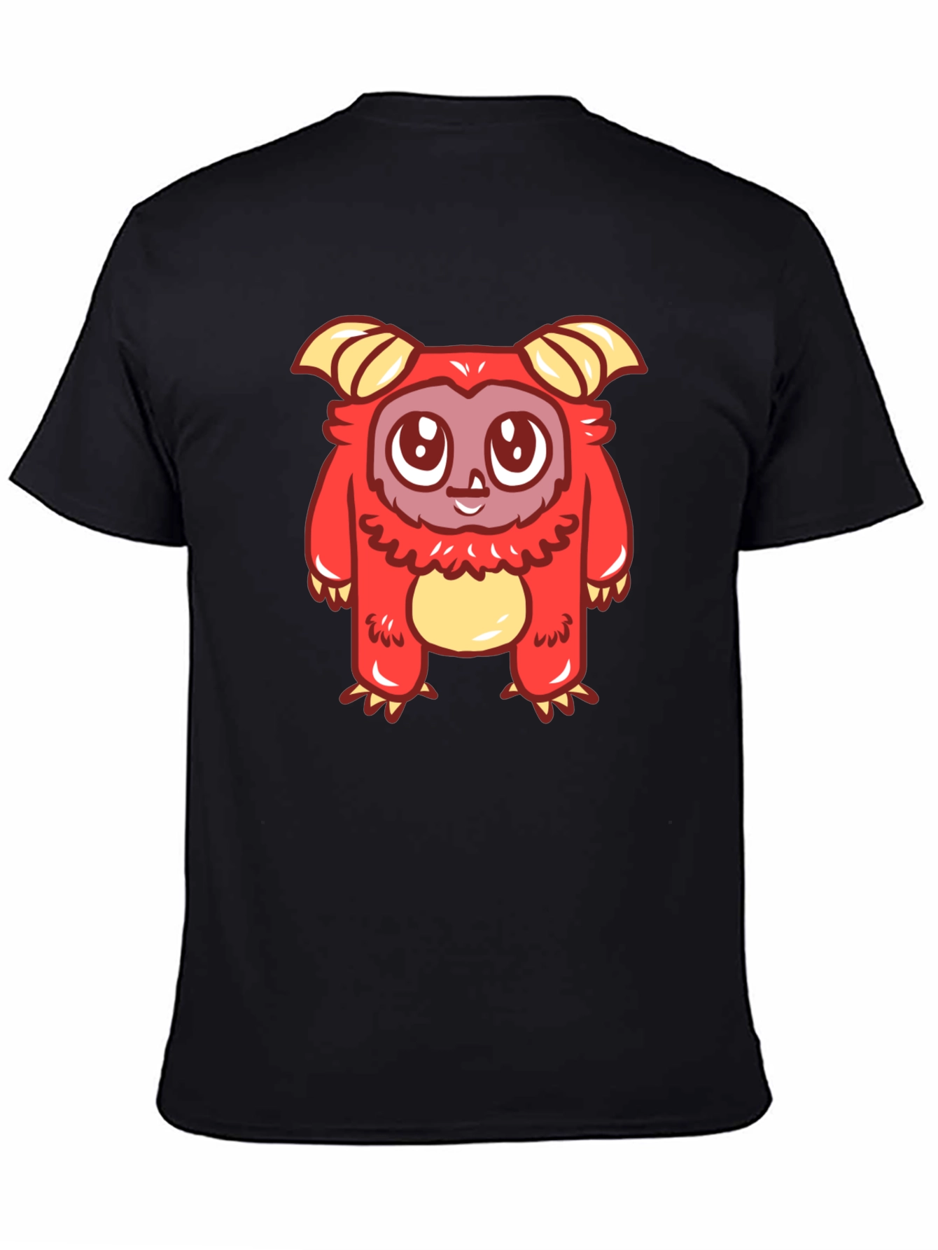 Cute Cartoon Monster Graphic T-Shirt - Black