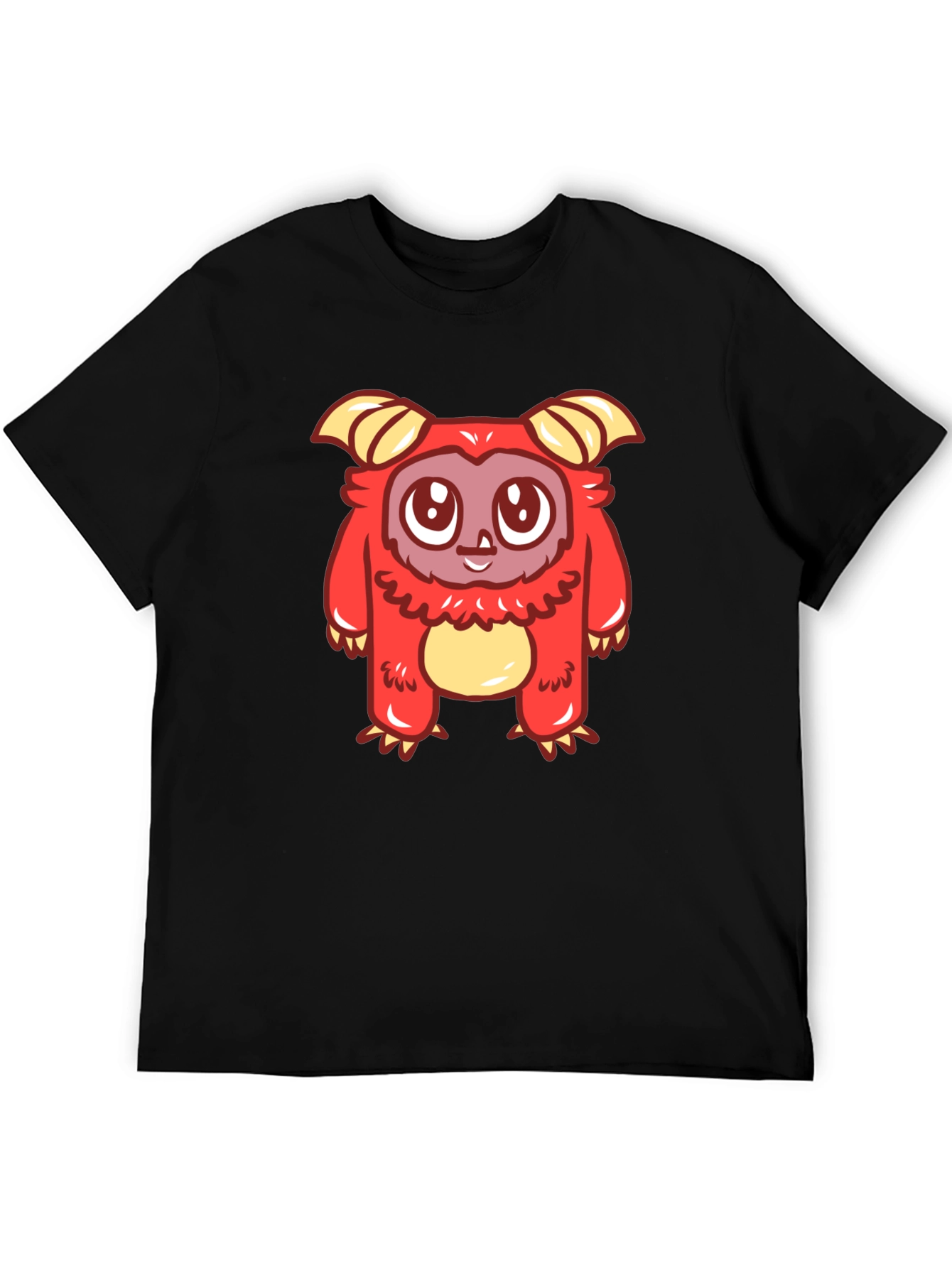 Cute Cartoon Monster Graphic T-Shirt - Black