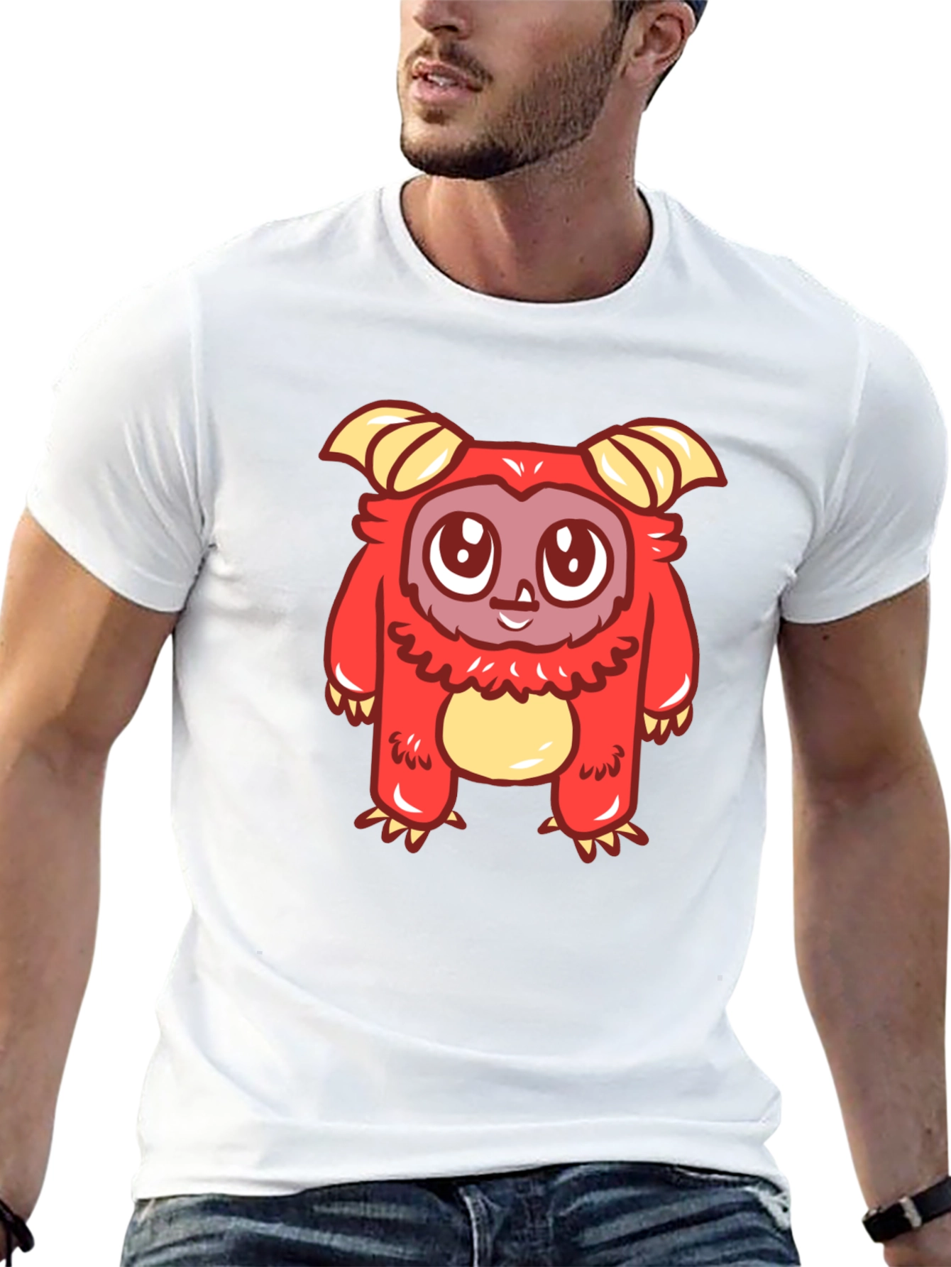 Cute Cartoon Monster Graphic T-Shirt - Black