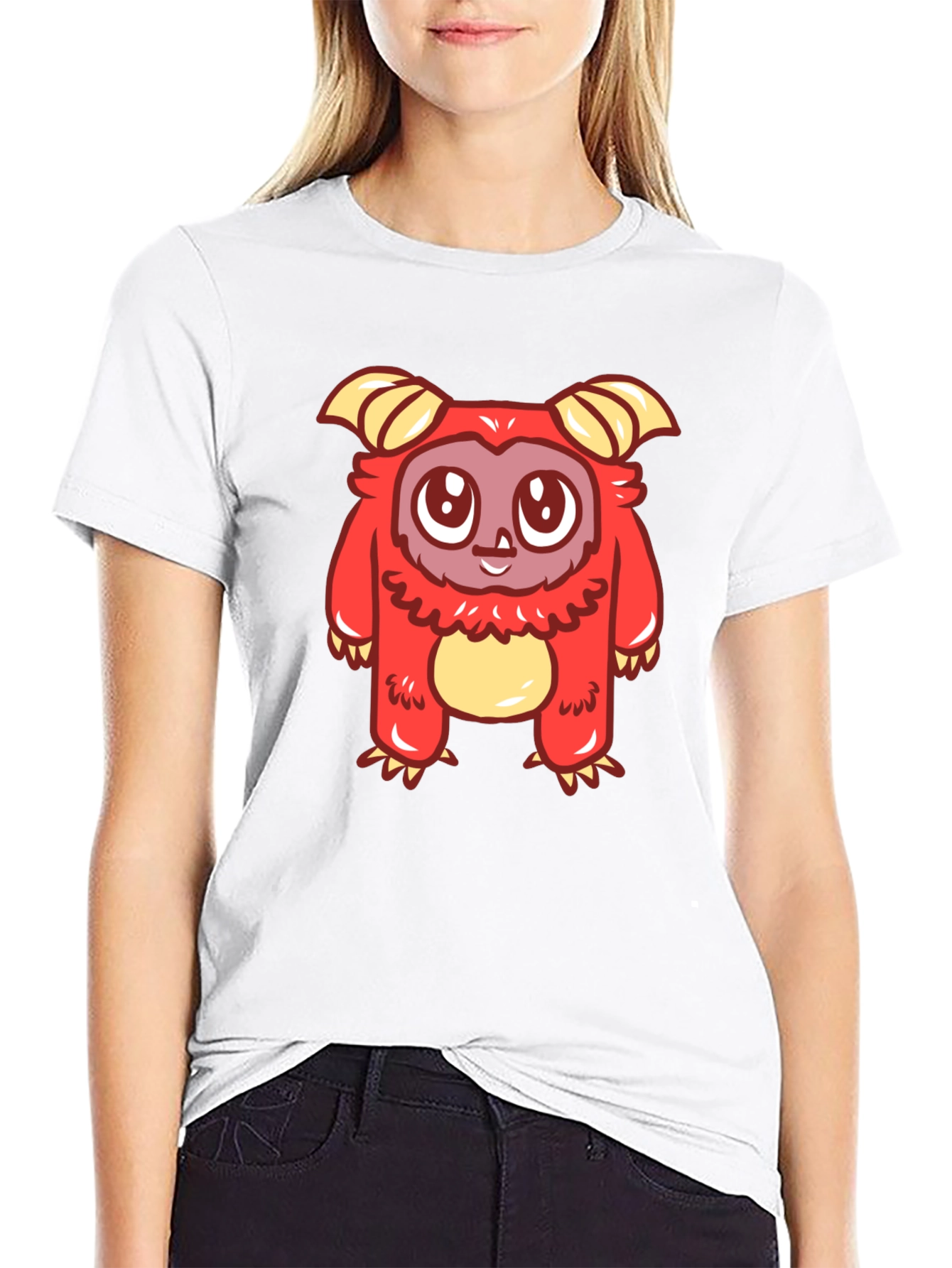 Cute Cartoon Monster Graphic T-Shirt - Black