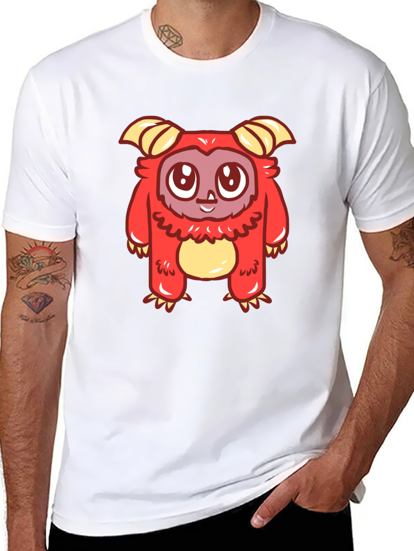 Cute Cartoon Monster Graphic T-Shirt - Black