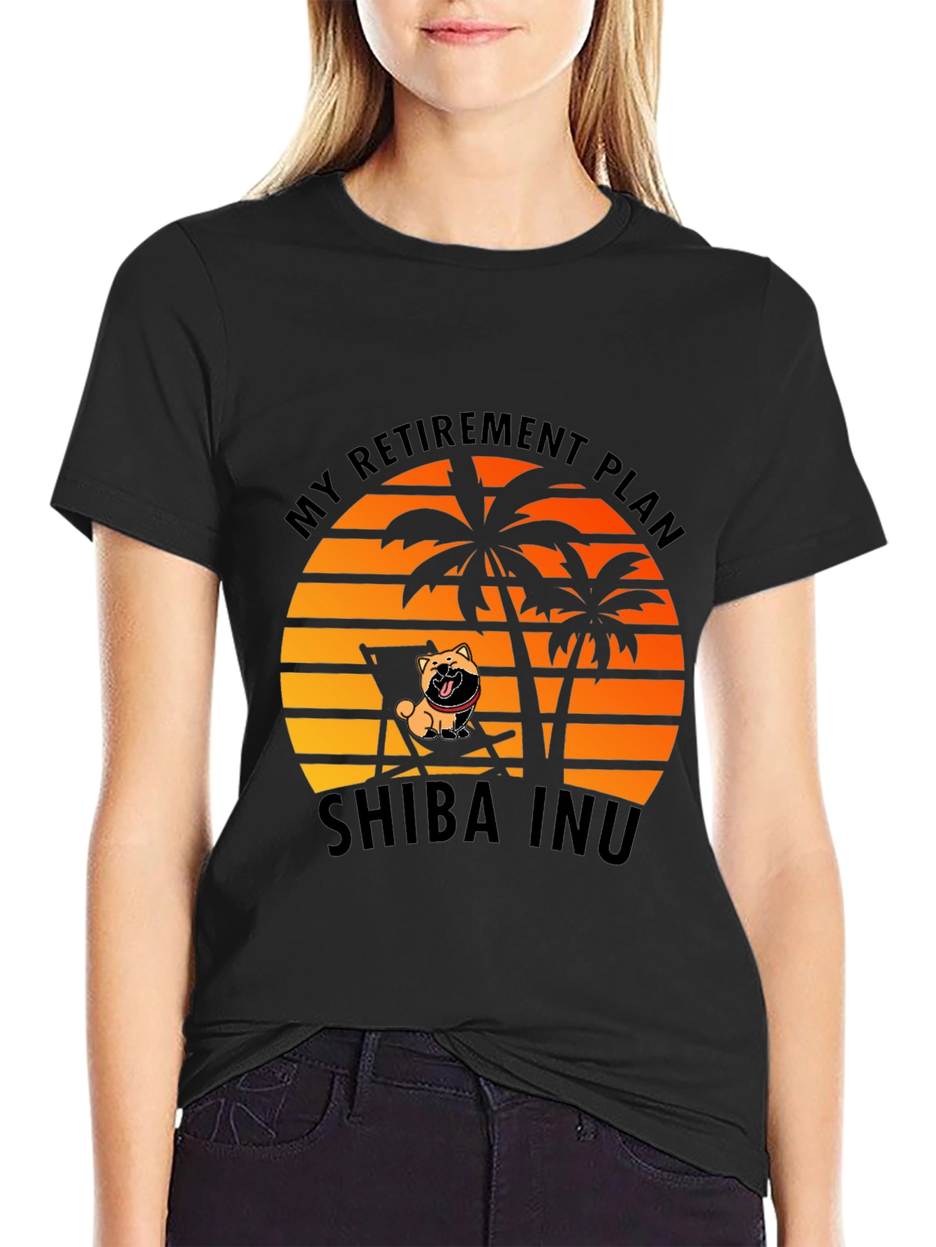 Shiba Inu Retirement Plan Black T-Shirt